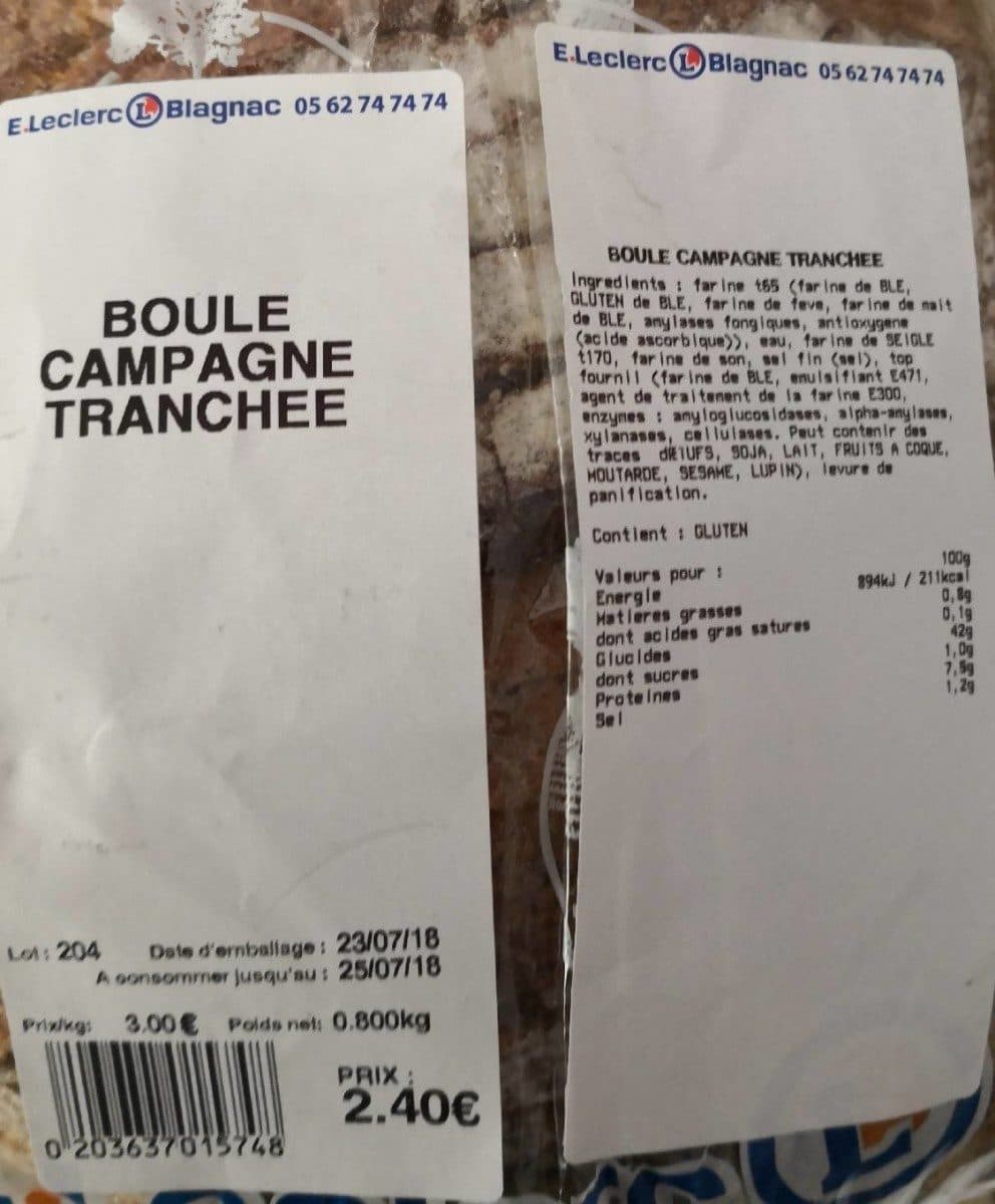 Open Food Facts Boule campagne tranchée packshot