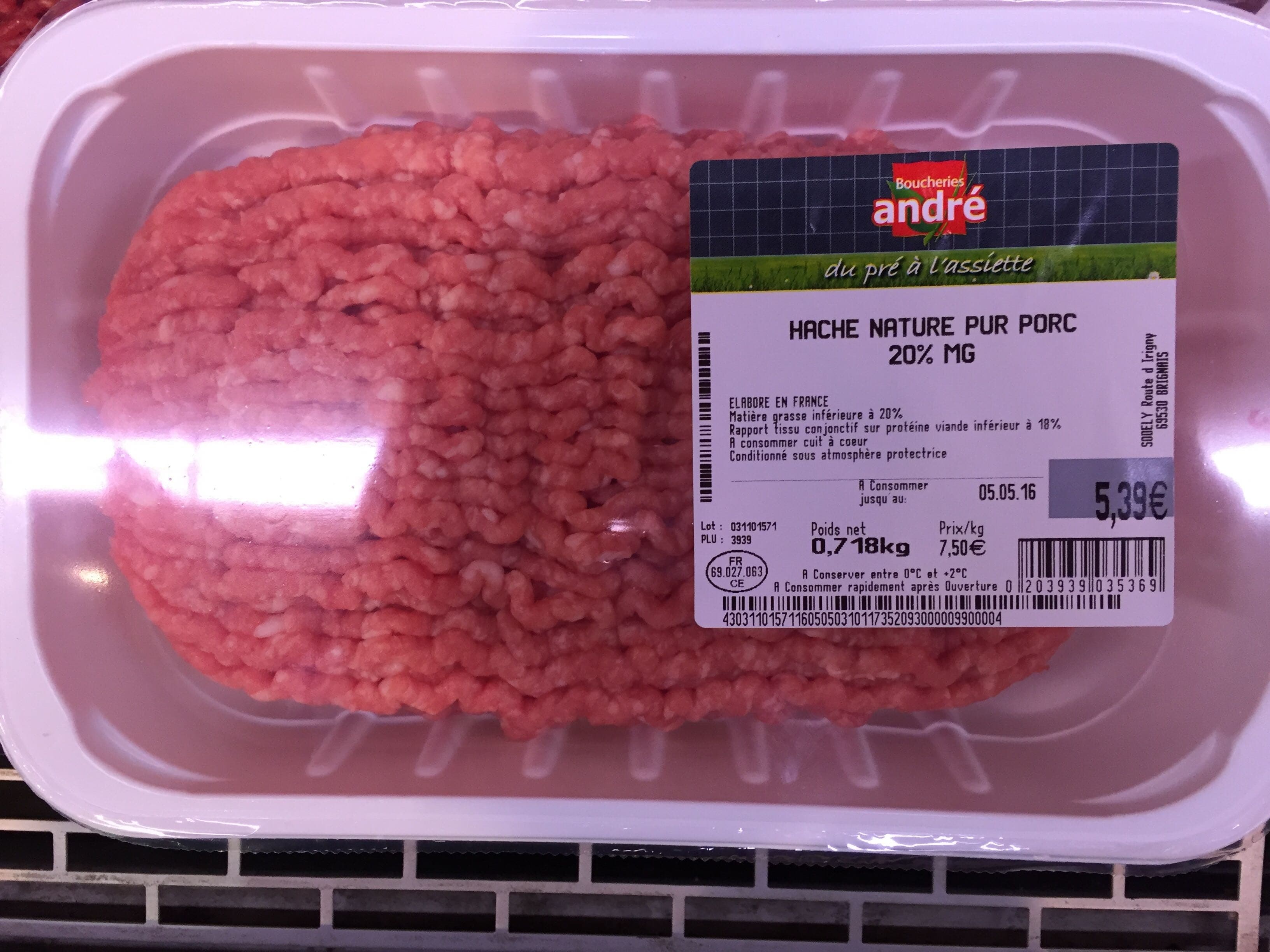 Boucheries André Haché nature pur porc packshot