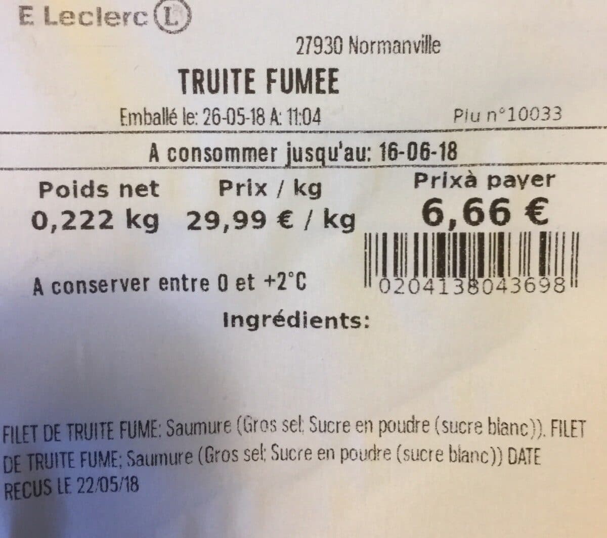 Open Food Facts Truite fumée packshot