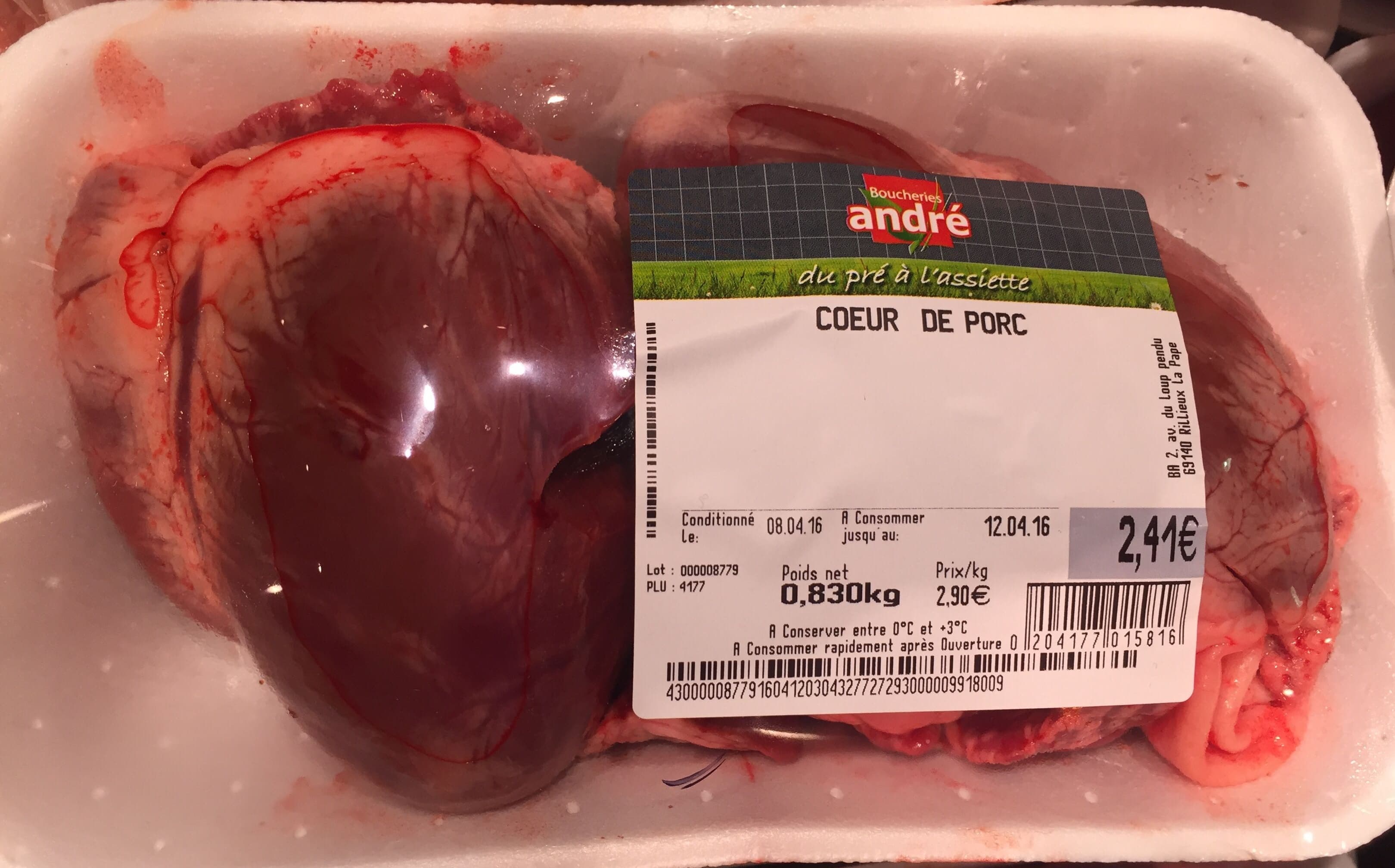 Boucheries André Cœur de porc packshot