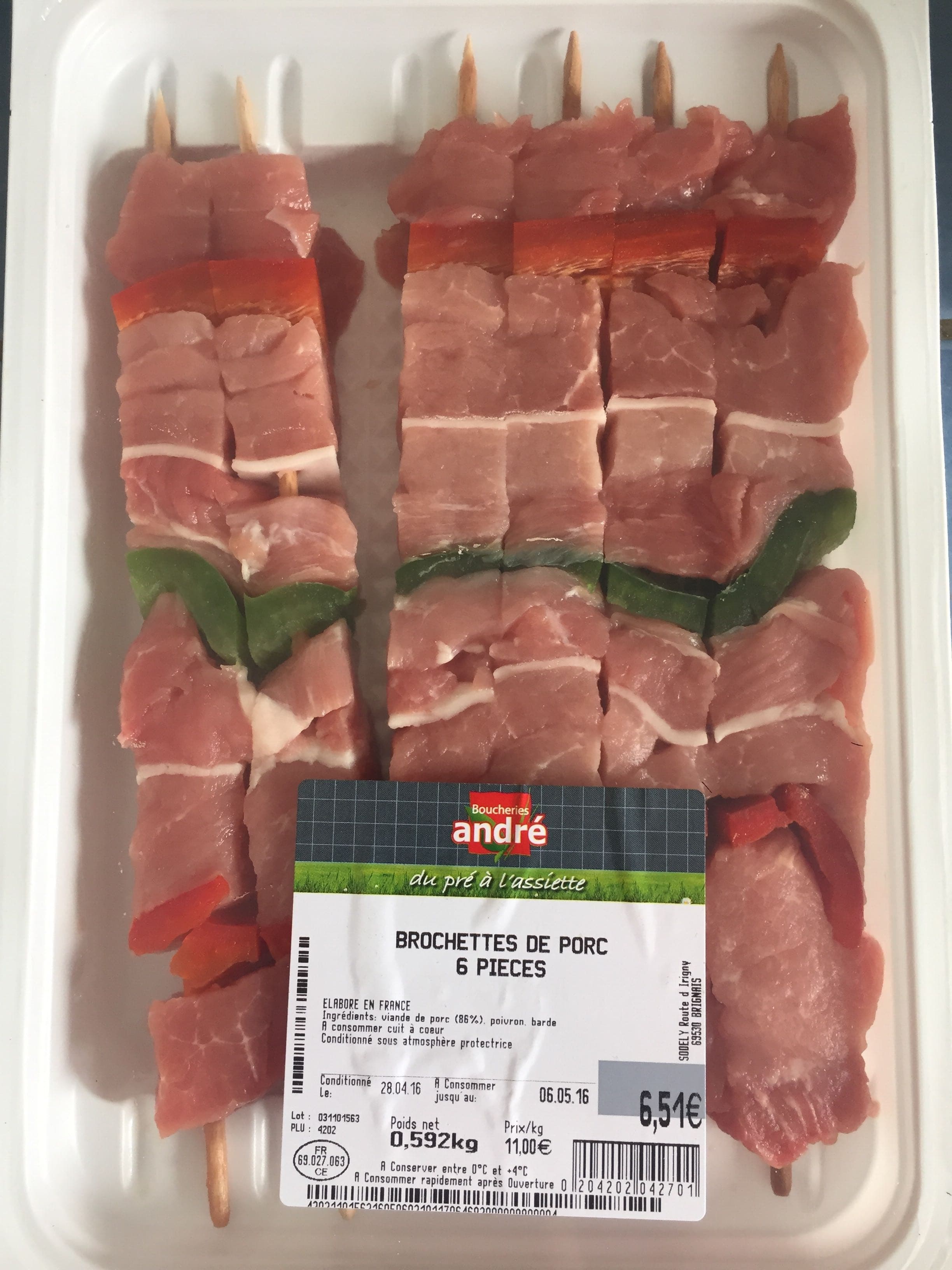 Boucheries André Brochettes de porc packshot