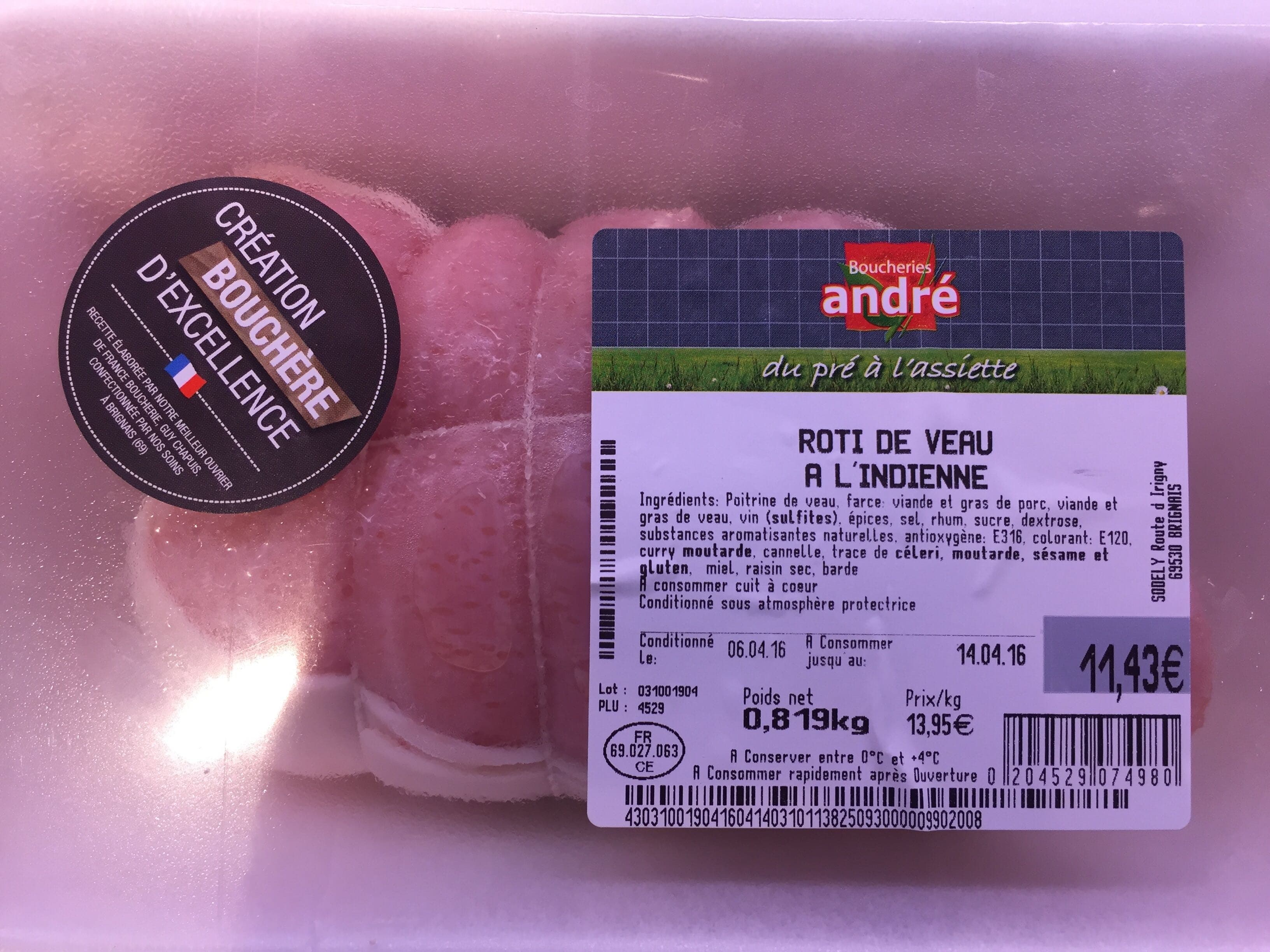 Boucheries André Roti de veau à l'indienne packshot