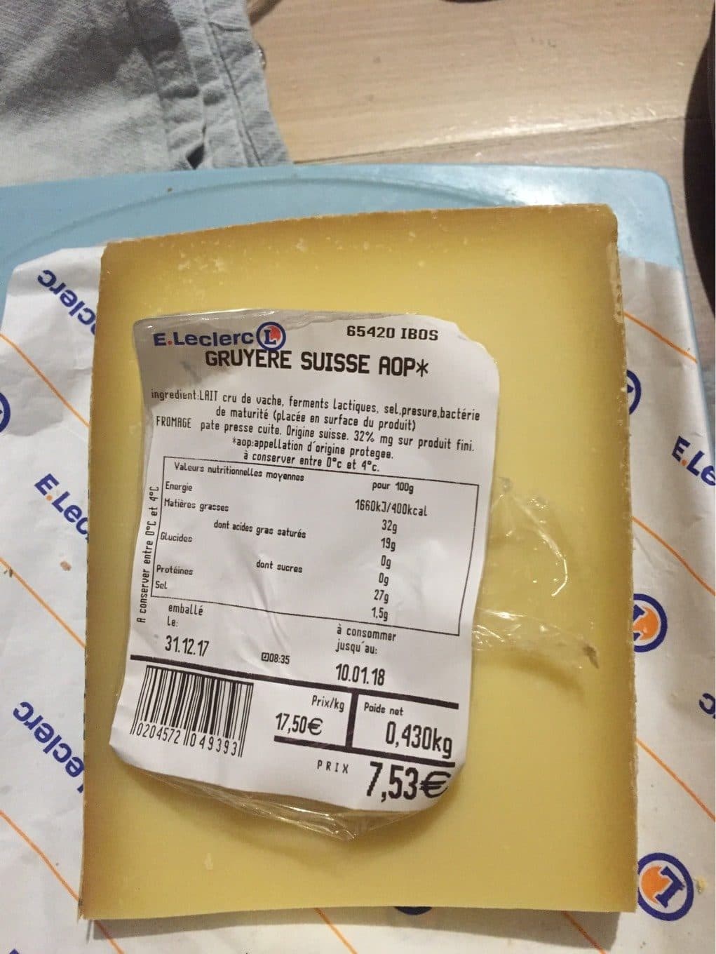 E.Leclerc Gruyere suisse aop packshot