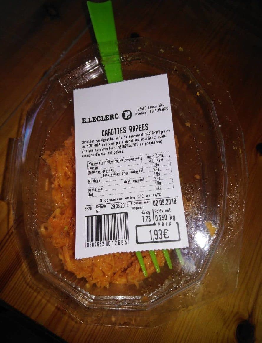 Open Food Facts Carottes râpées packshot