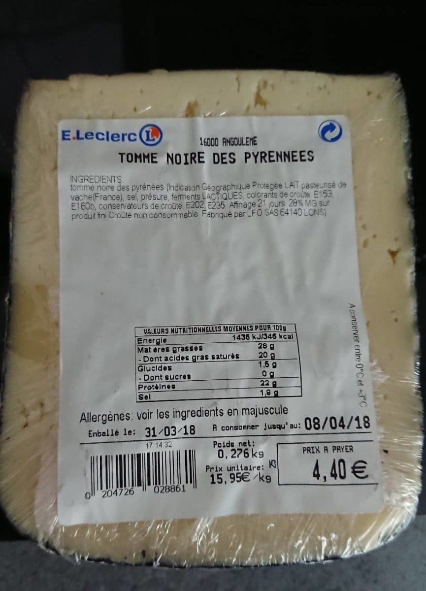 Open Food Facts Tomme noire des Pyrénées packshot