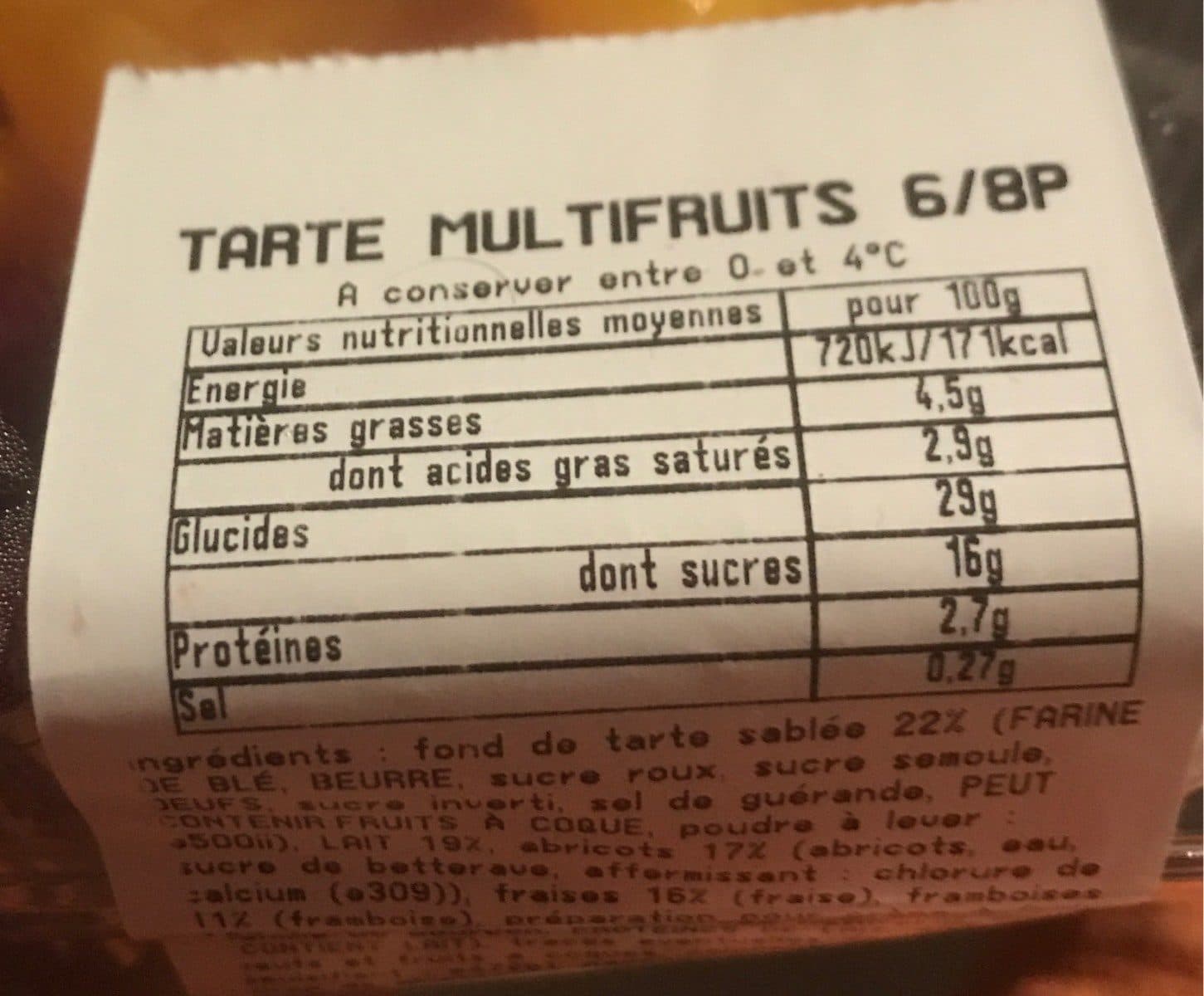 Open Food Facts Tarte multifruits packshot