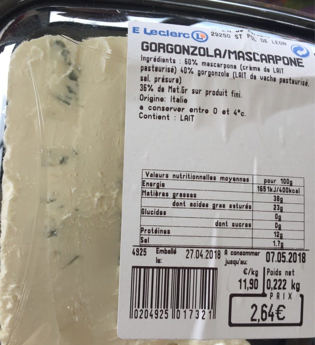 Open Food Facts Gorgonzola mascarpone packshot
