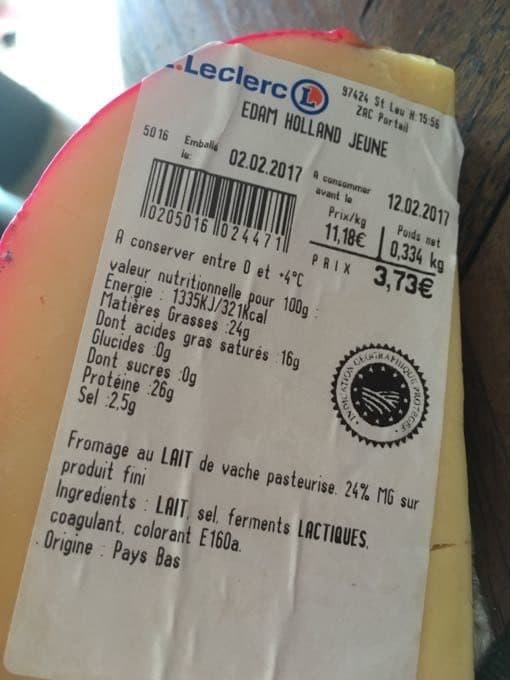 Leclerc Edam Hollande Jeuner packshot