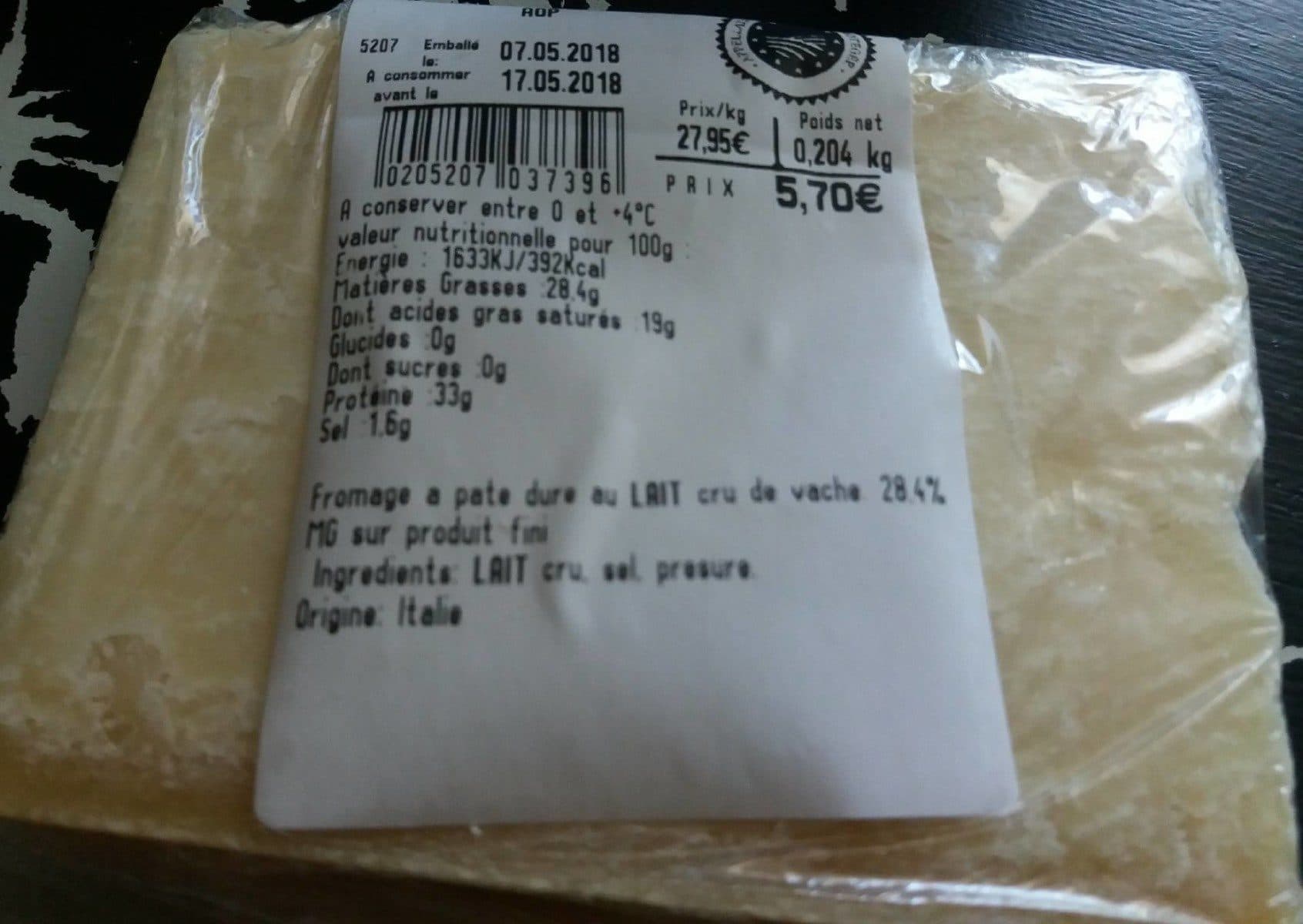 Open Food Facts Parmigiano Reggiano packshot