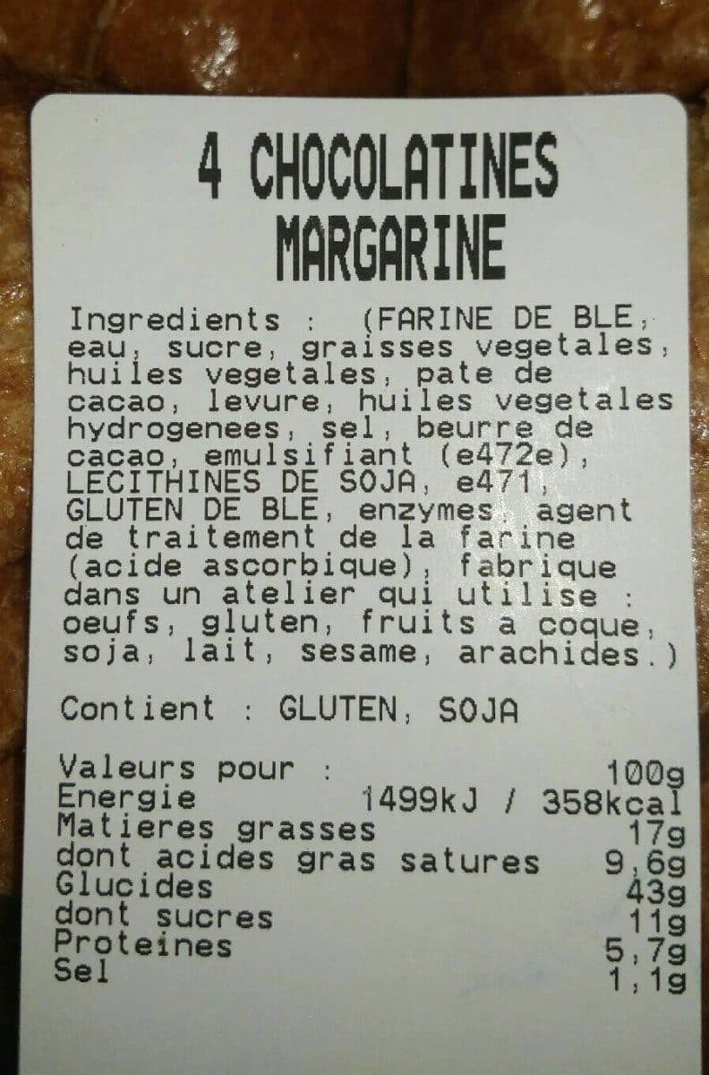 Open Food Facts 4 chocolatines margarine packshot