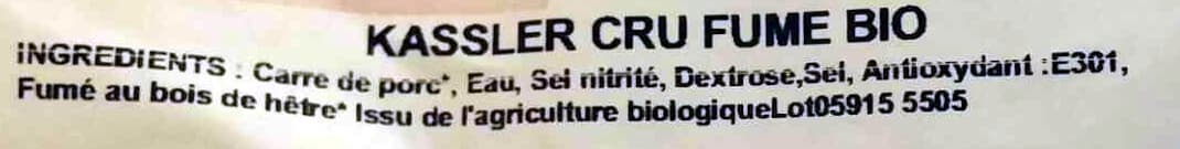 Charcuteries Artisanales Kassler cru fumé bio packshot