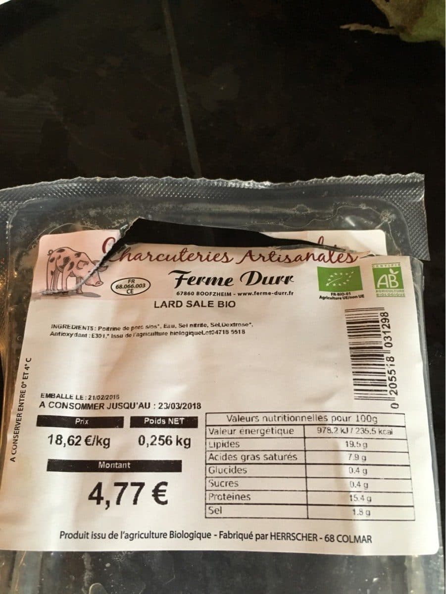 Open Food Facts Lard Salé bio packshot