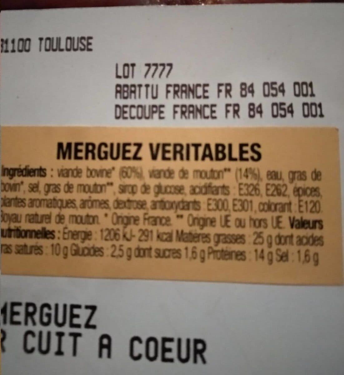 Open Food Facts Merguez Véritables packshot