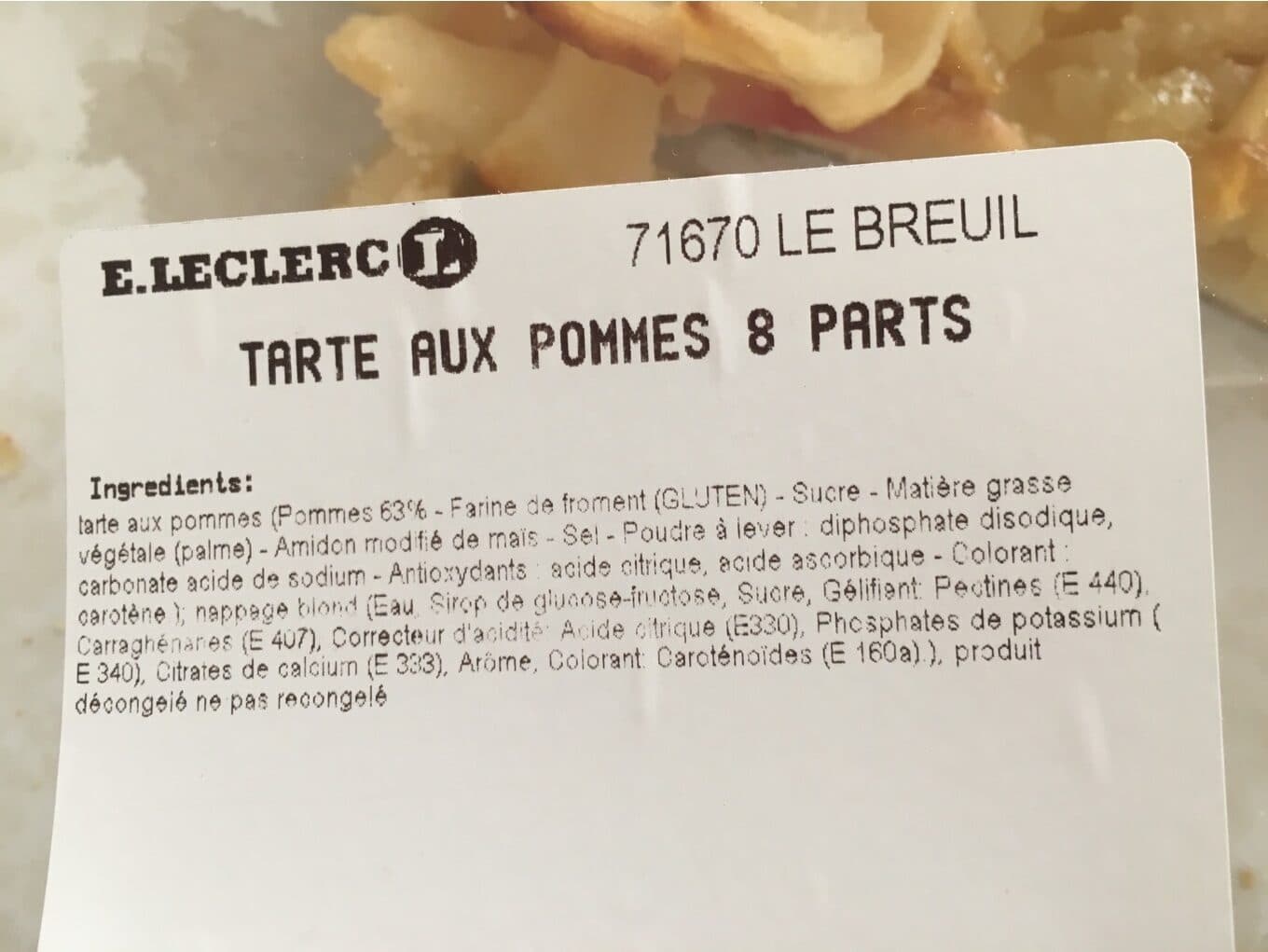 Leclerc Tarte aux pommes packshot