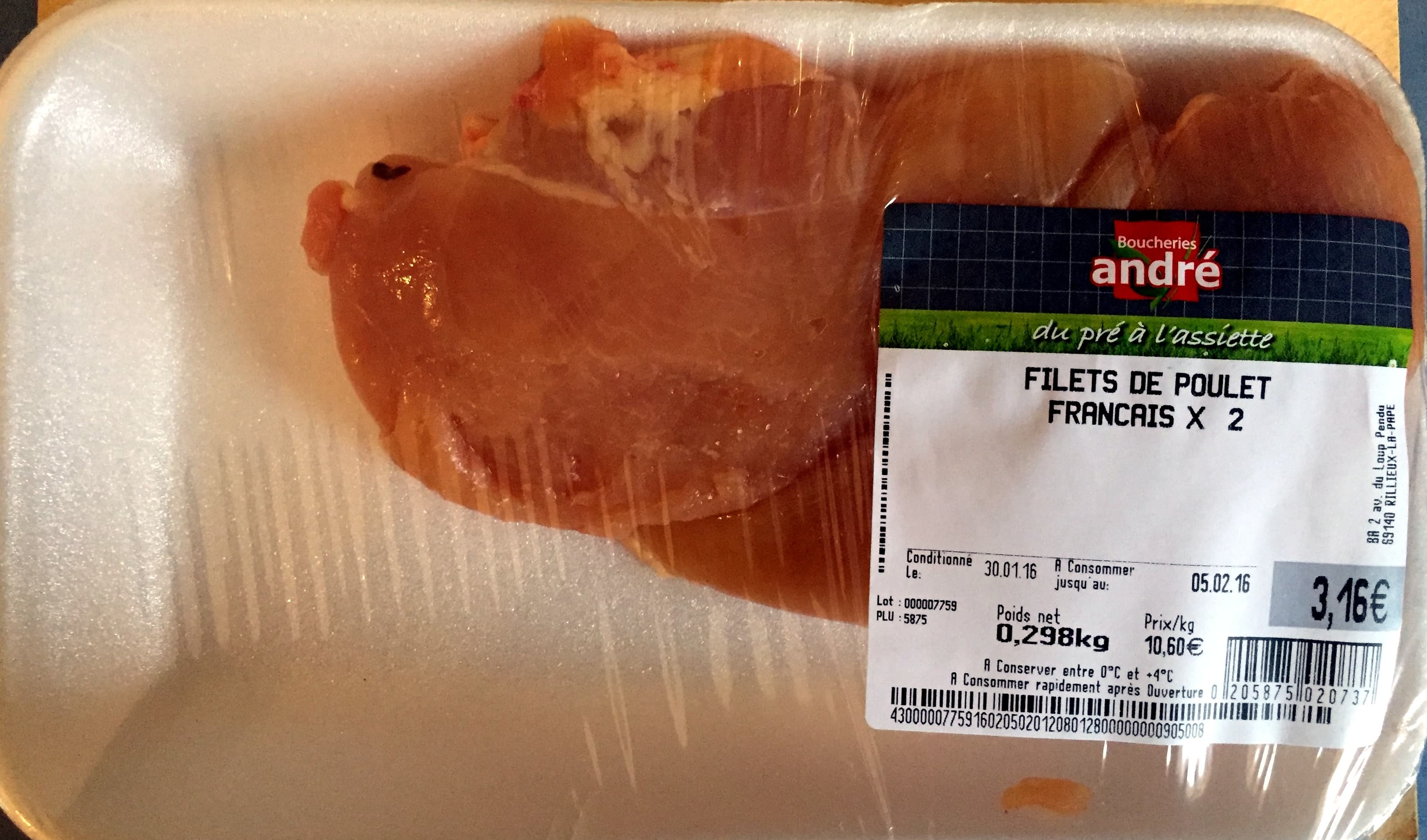 Boucheries André filets de poulets français packshot