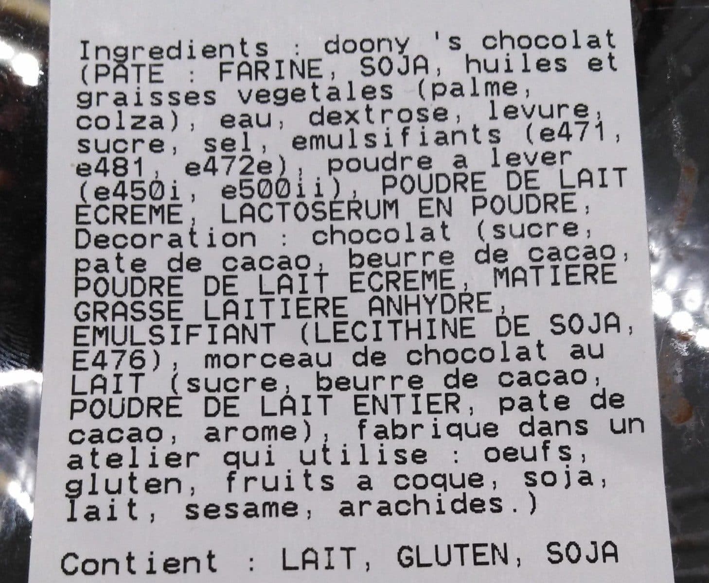 Open Food Facts Doony's chocolat packshot