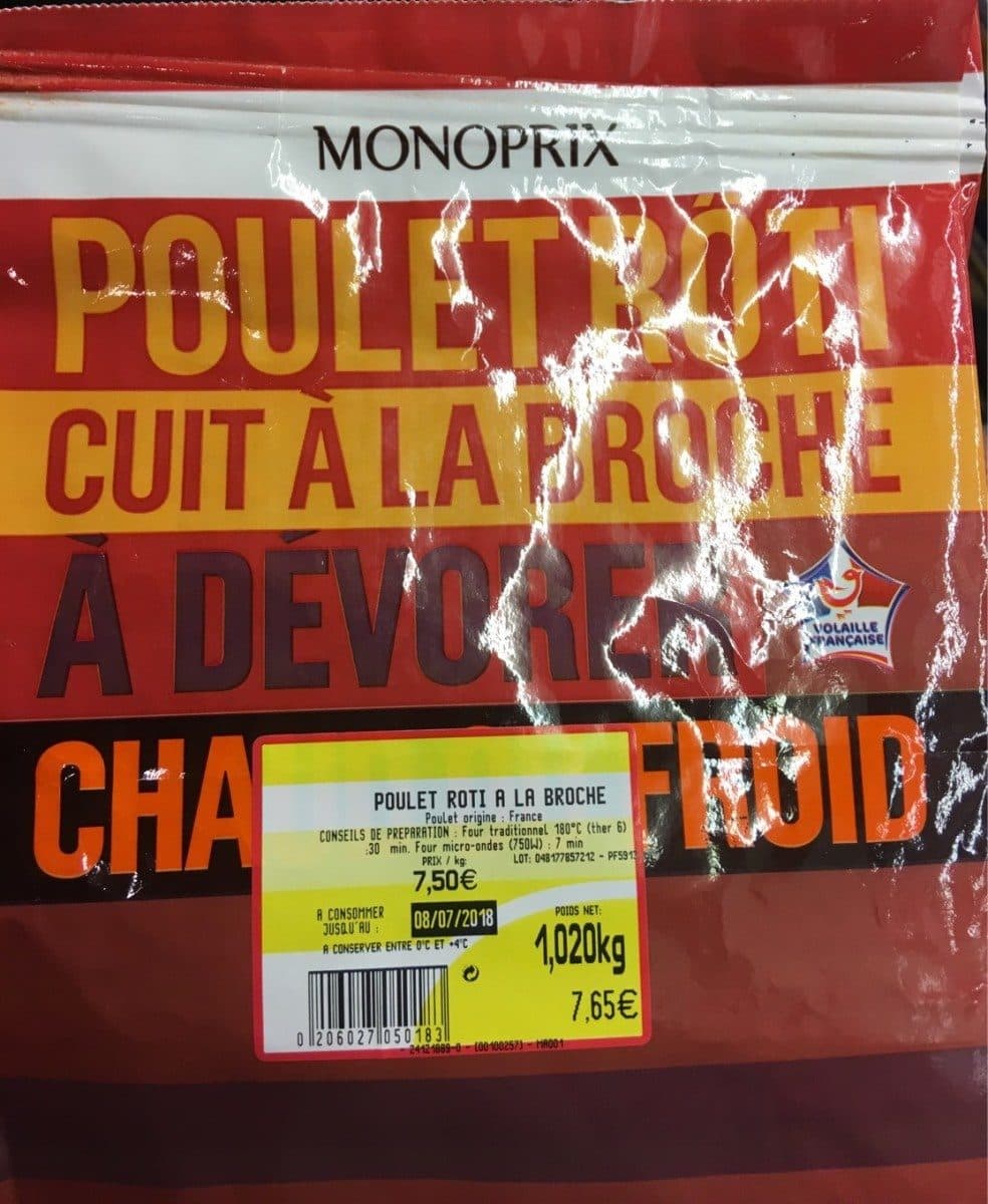 Monoprix Poulet rôti cuit à la broche packshot