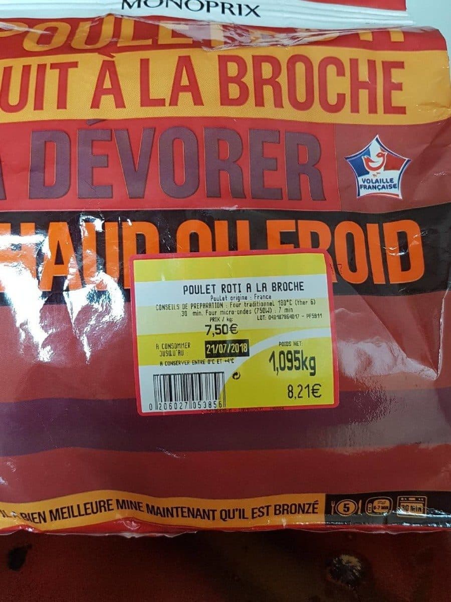 Monoprix Poulet rôti cuit à la broche packshot