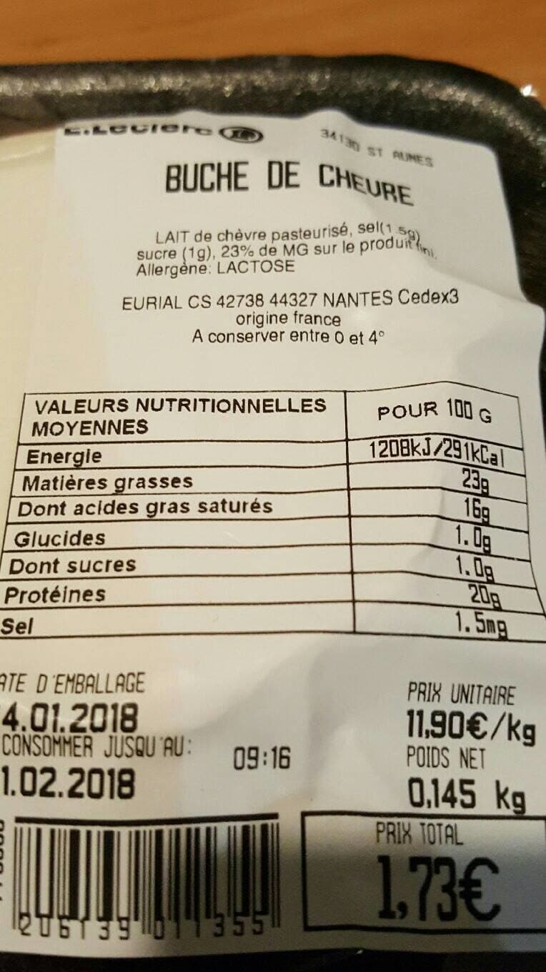 Leclerc Bûche de chèvre packshot