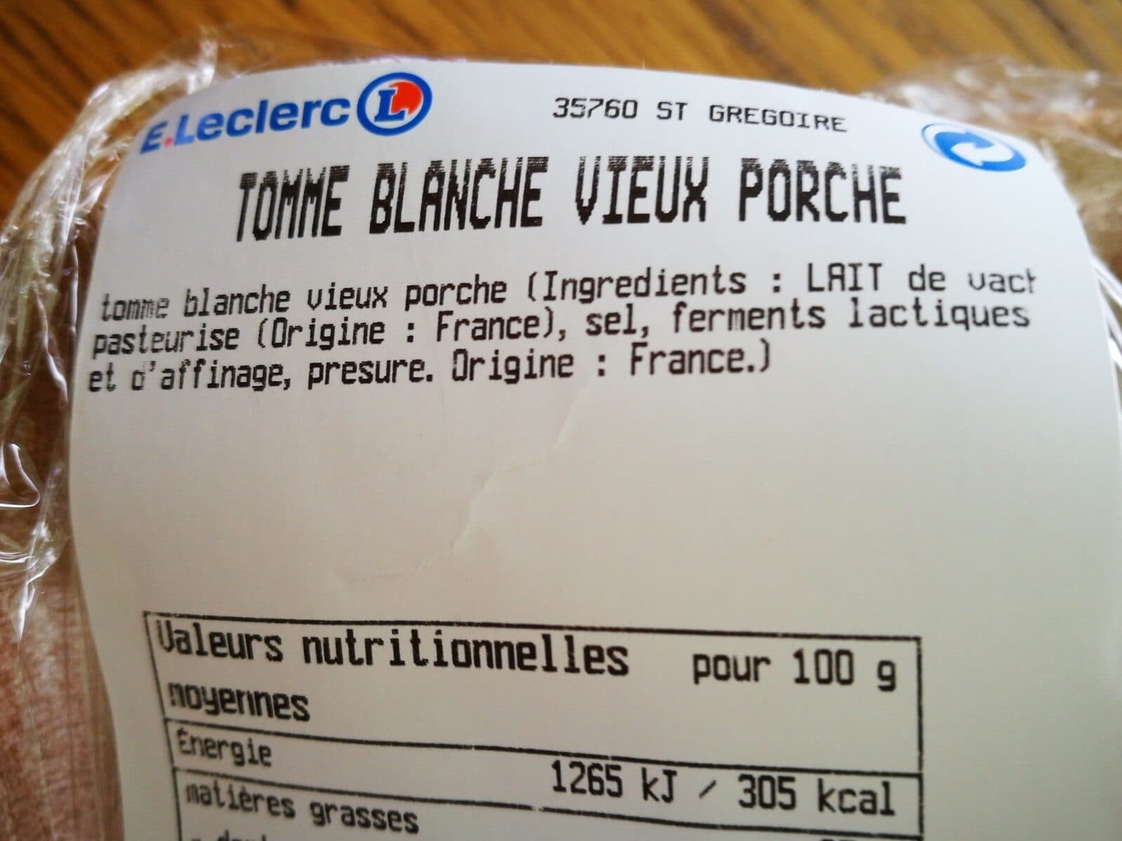 E.Leclerc Tomme blanche vieux porche packshot