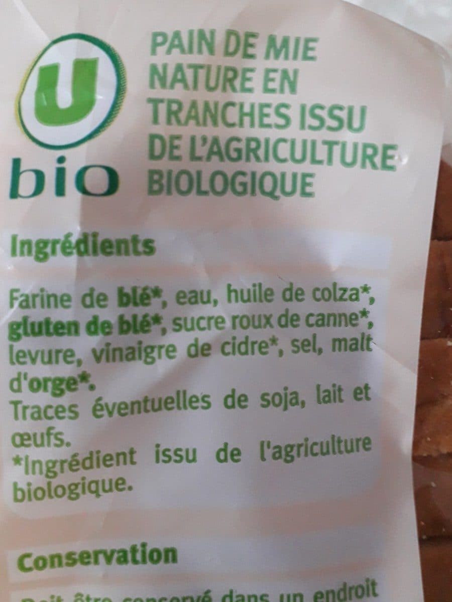 Open Food Facts Pain de mie bio nature packshot