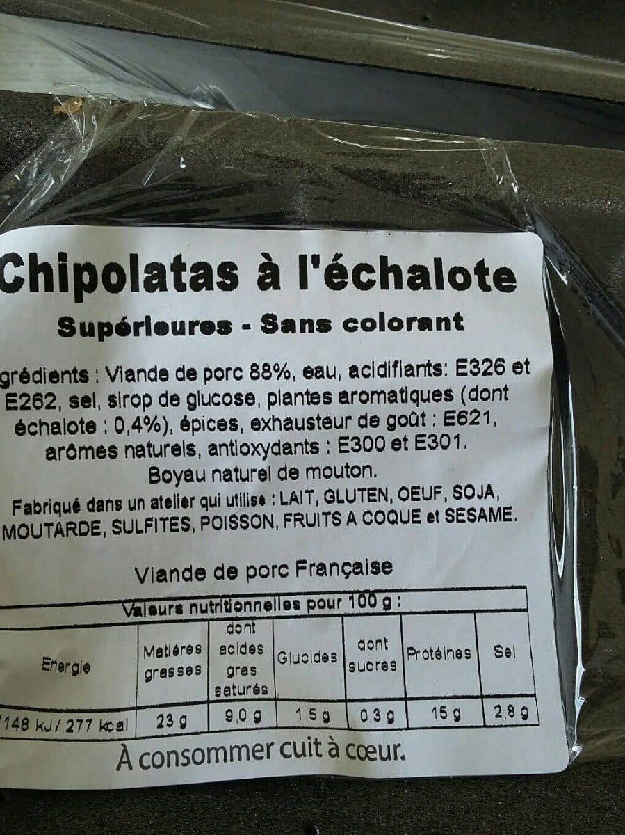 Open Food Facts Chipolatas à l'échalote packshot