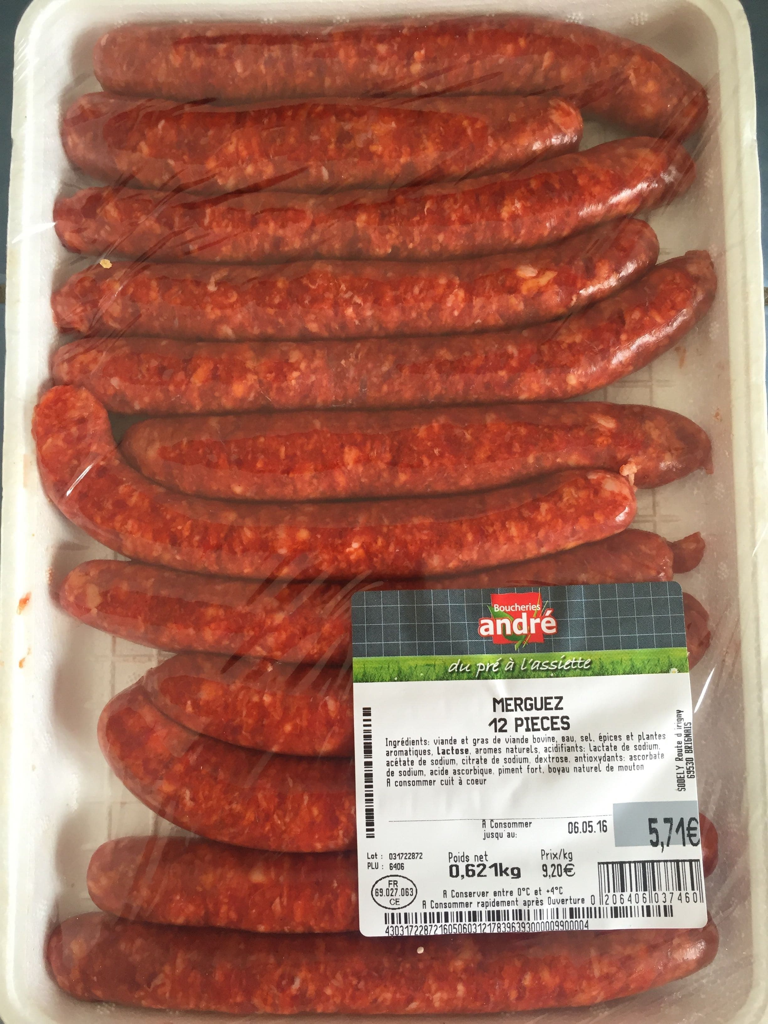 Boucheries André Merguez 12 pièces packshot