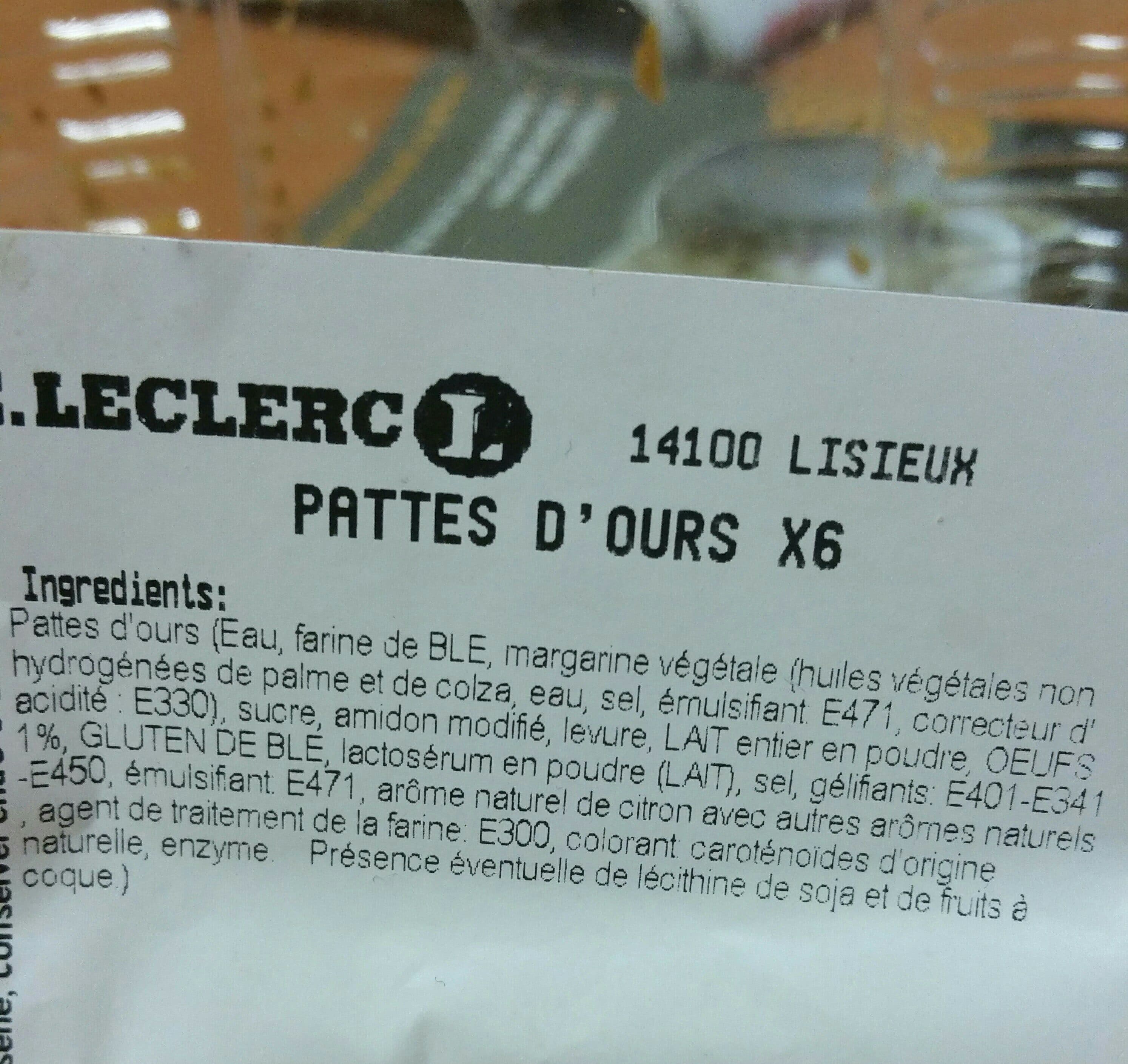 E . Leclerc Pattes d ours x6 packshot