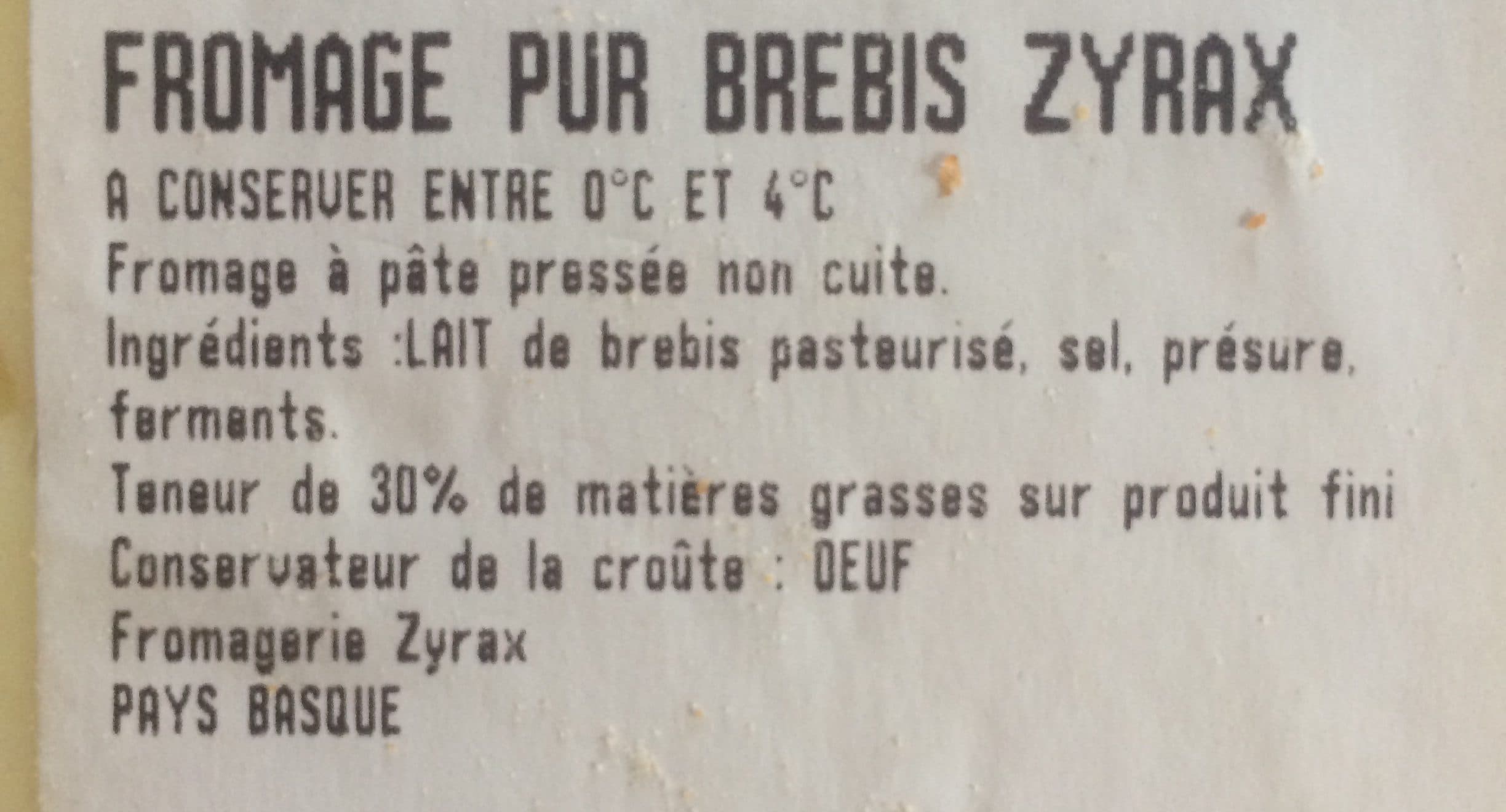 Leclerc Fromage pur brebis Zyrax packshot