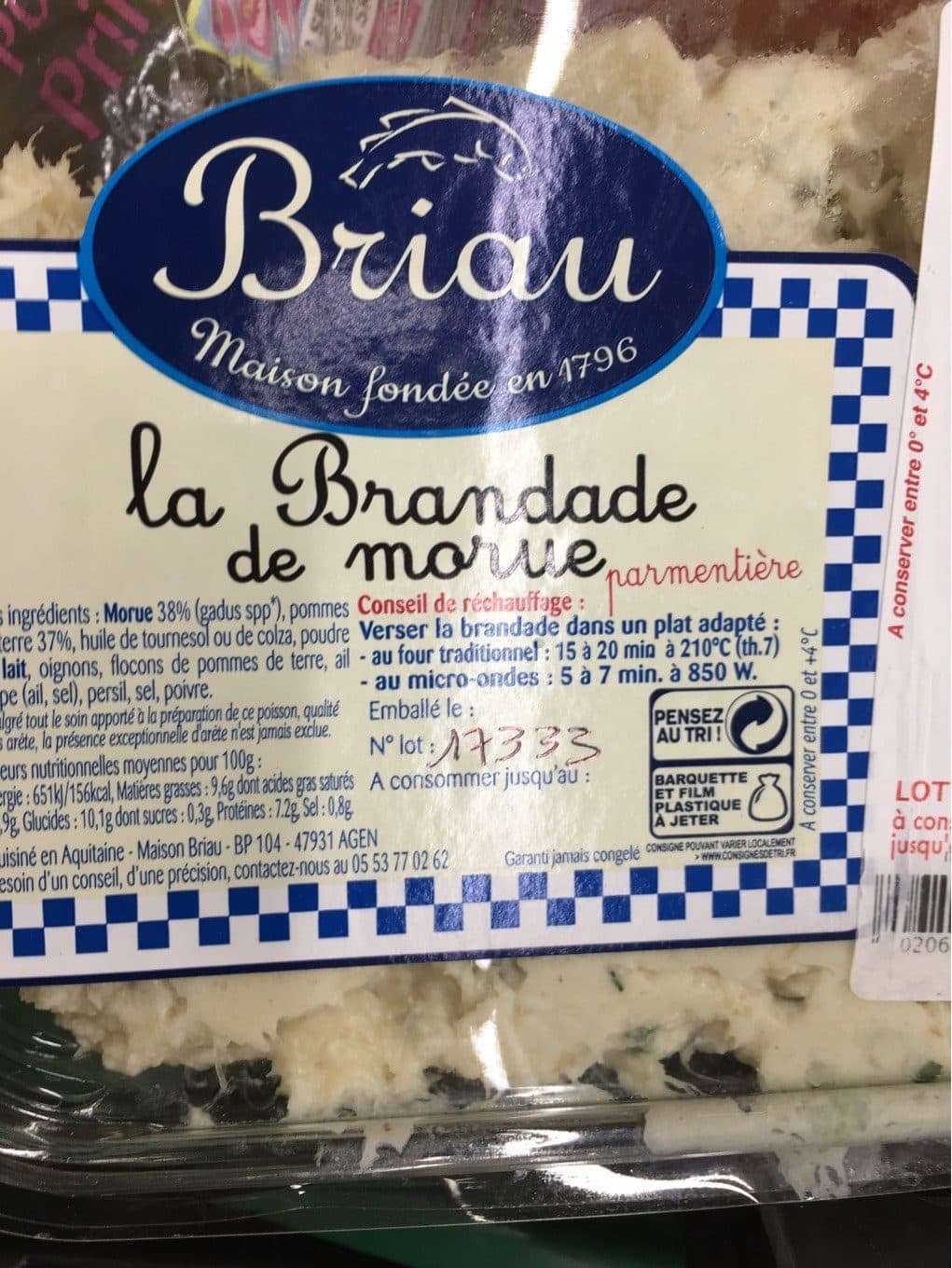 Briau Brandade de morue parmentière packshot