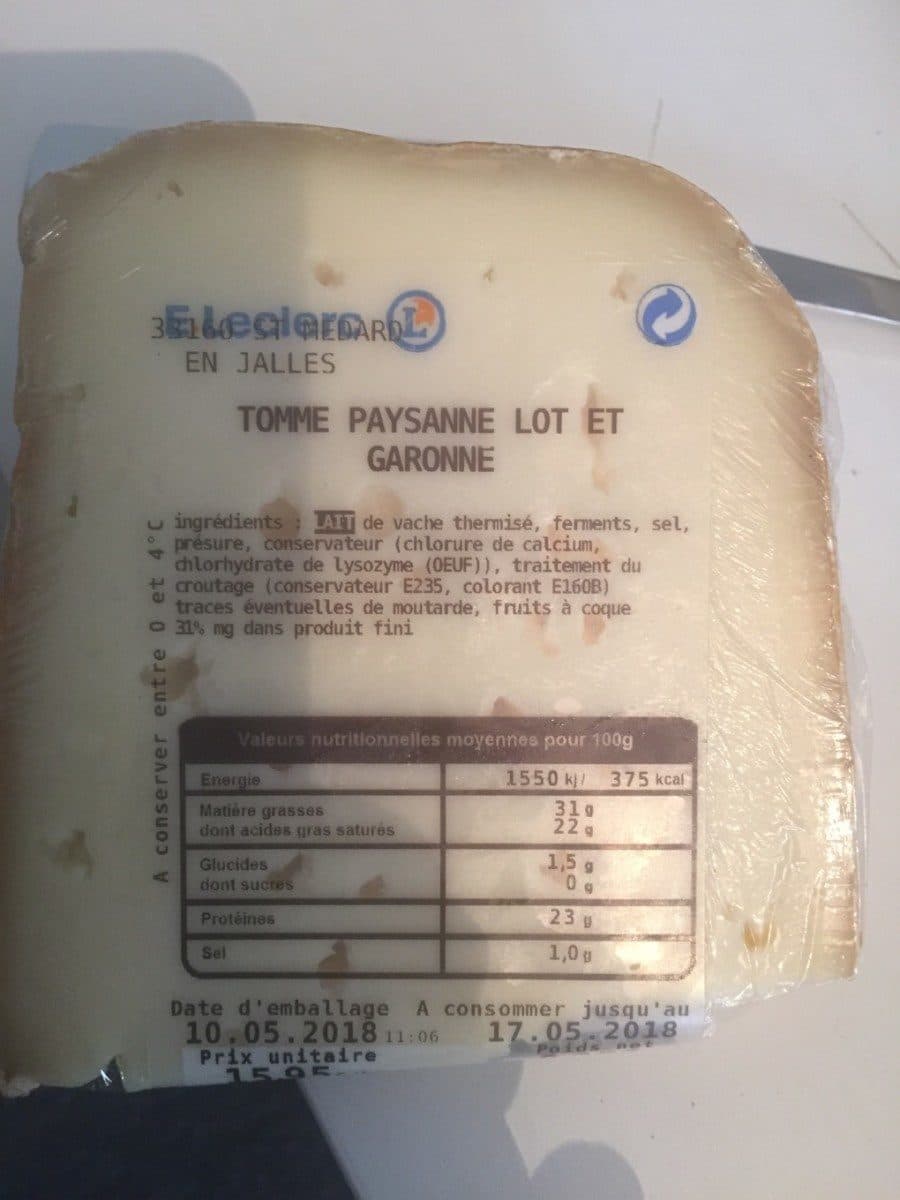 Open Food Facts TOMME PAYSANNE LOT ET GARONNE packshot