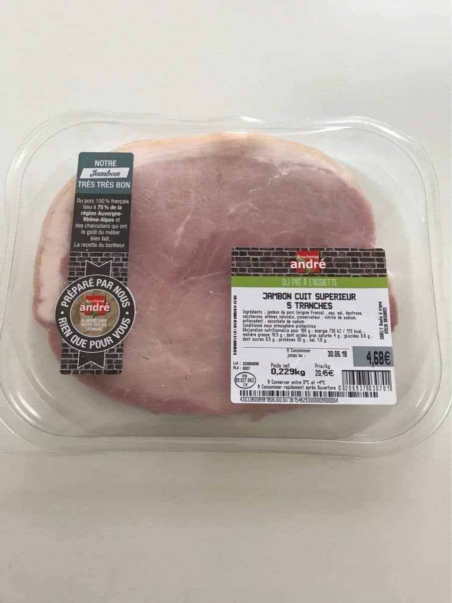 Open Food Facts Jambon cuit superieur 5 tranches packshot