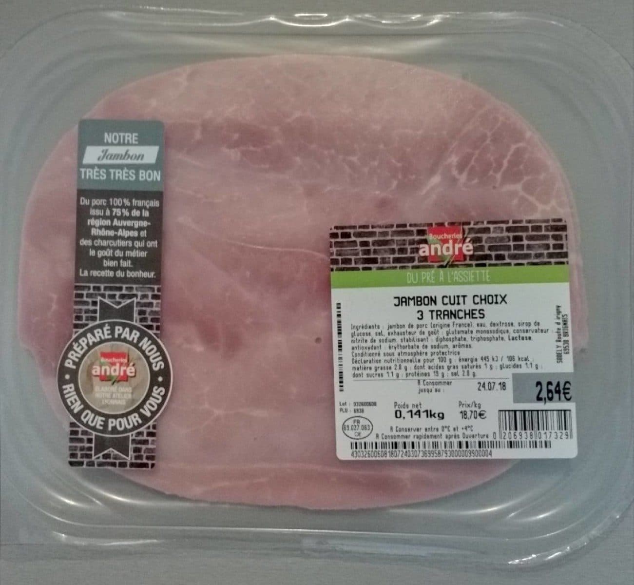 Open Food Facts Jambon cuit choix 3 tranches packshot