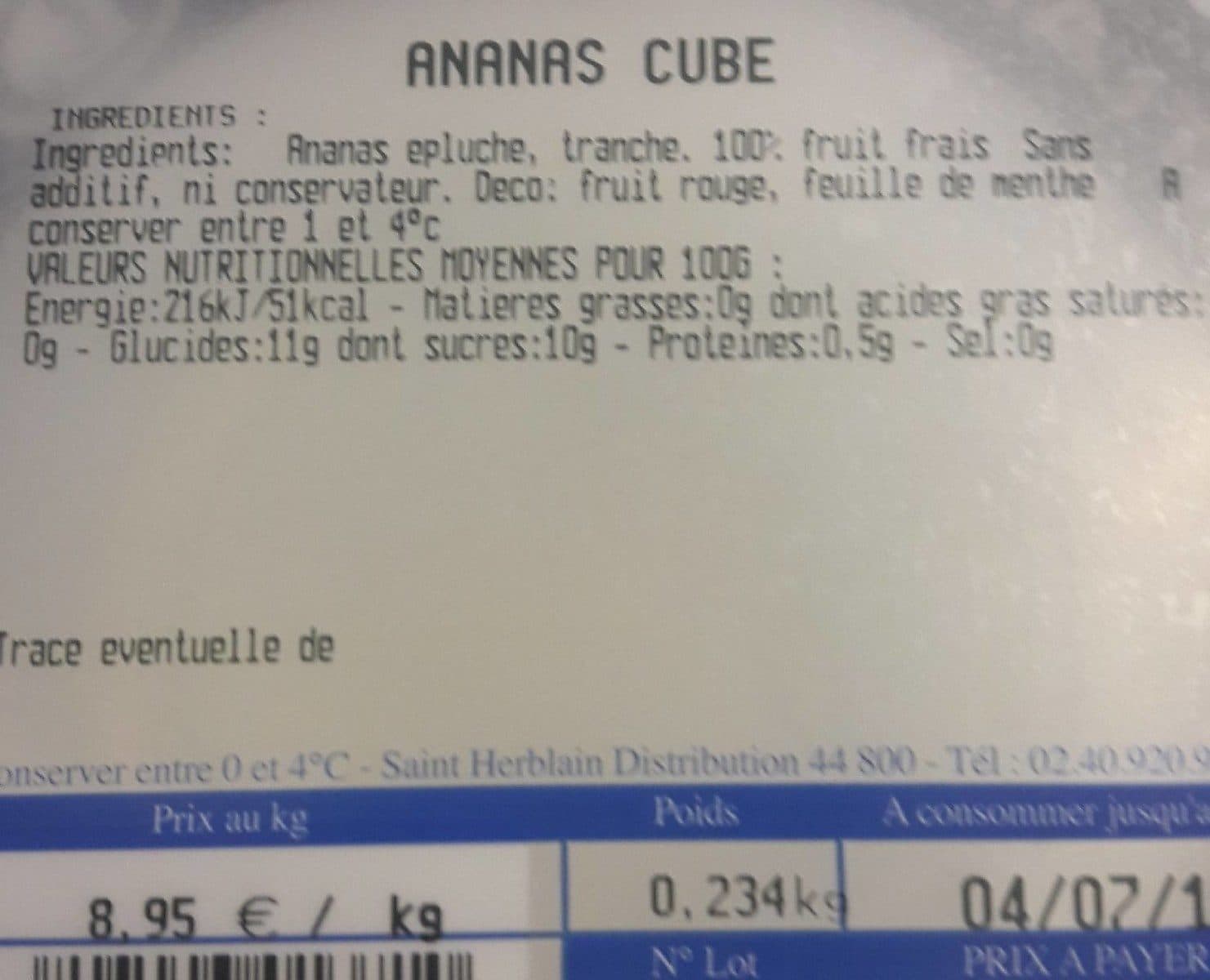 Open Food Facts Ananas cube packshot