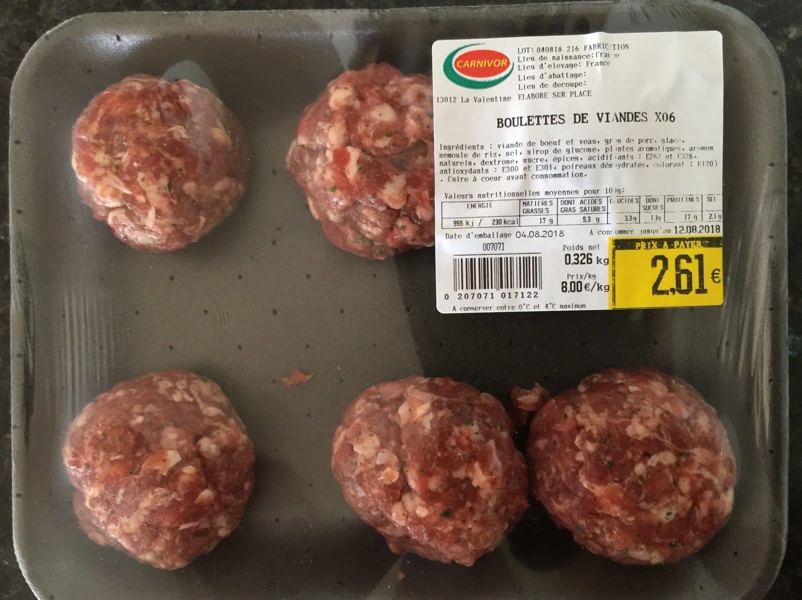 Open Food Facts Boulettes de Viandes x6 packshot