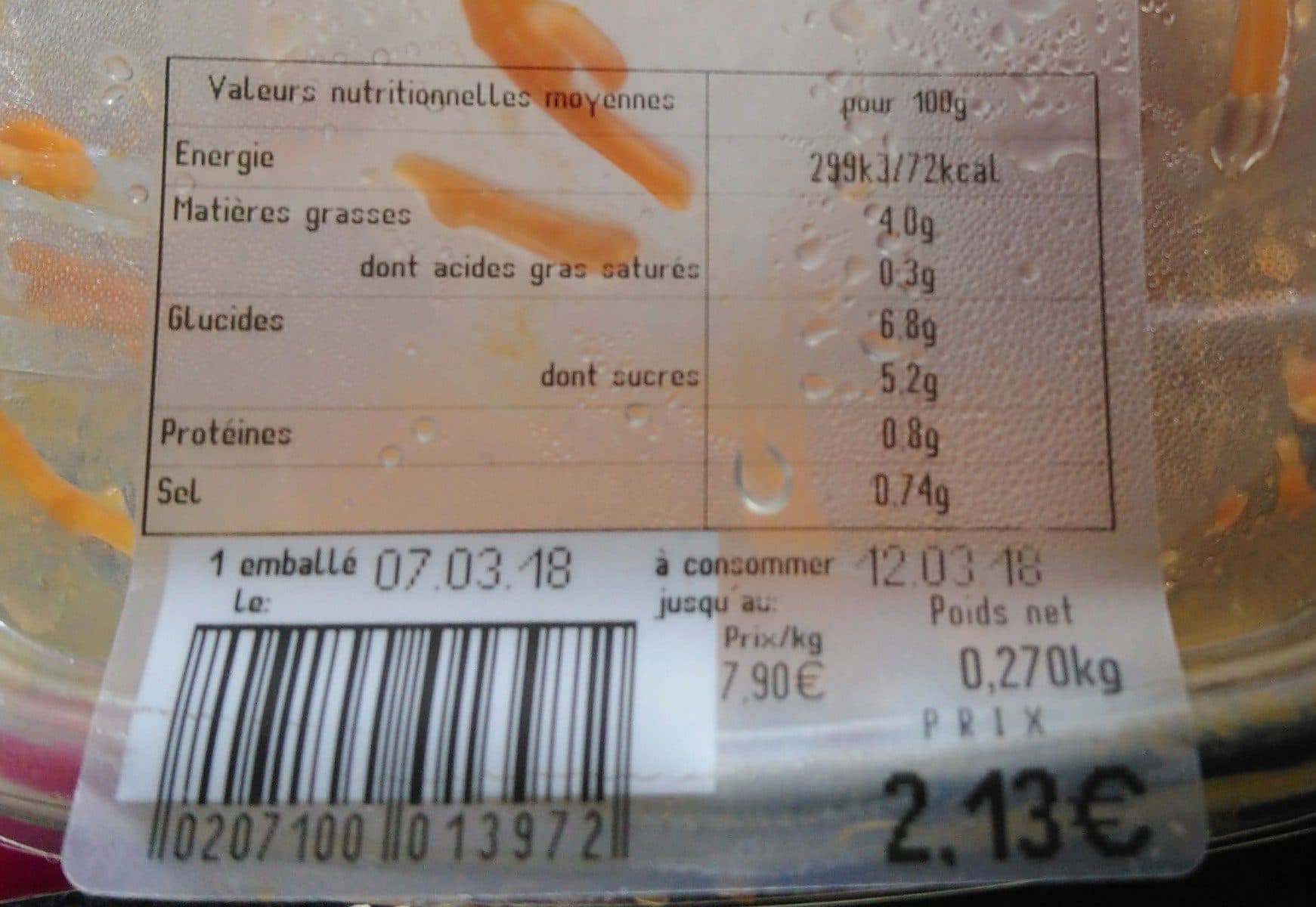 Open Food Facts Carottes râpées packshot