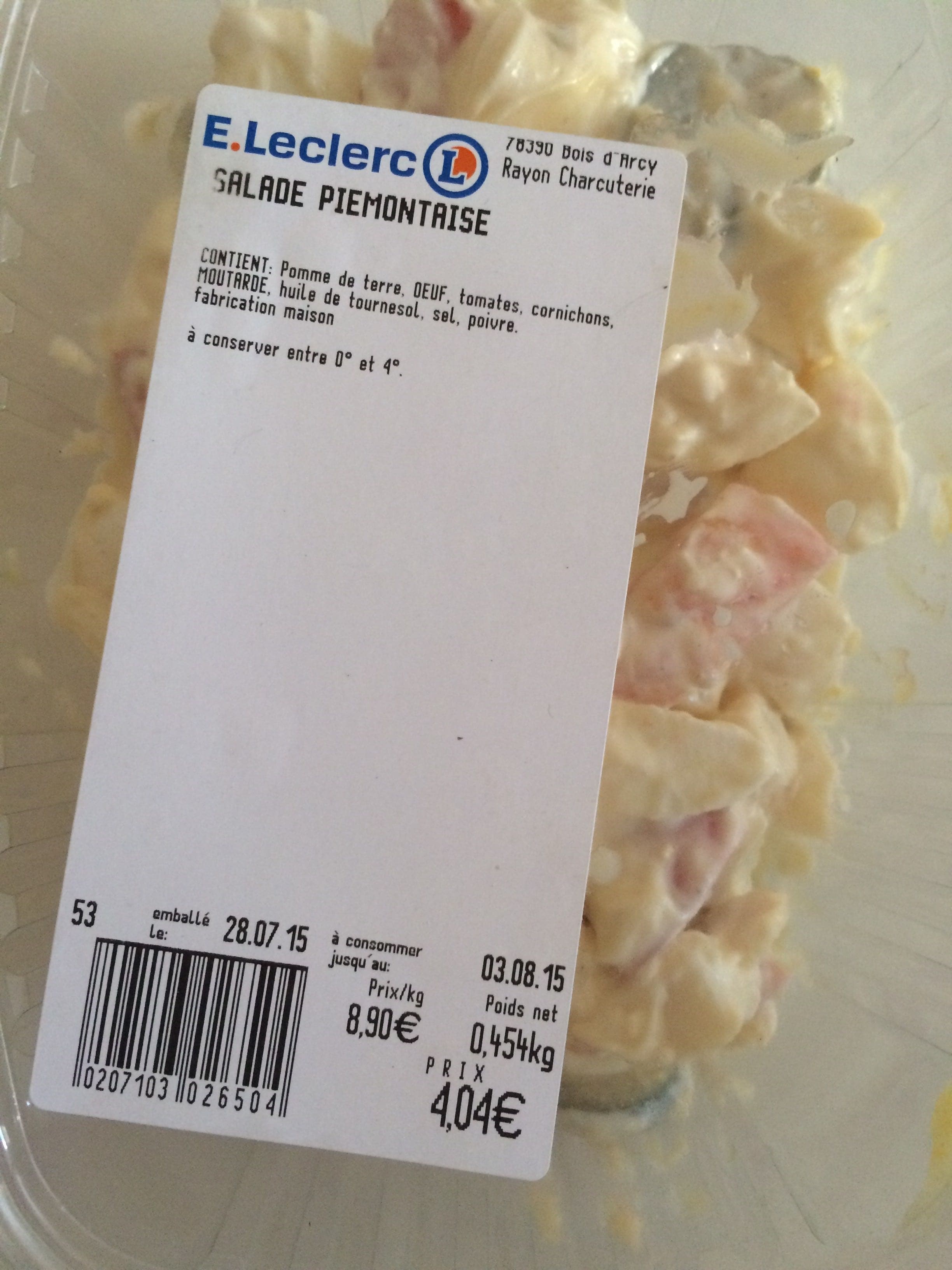 Leclerc Salade Piémontaise packshot