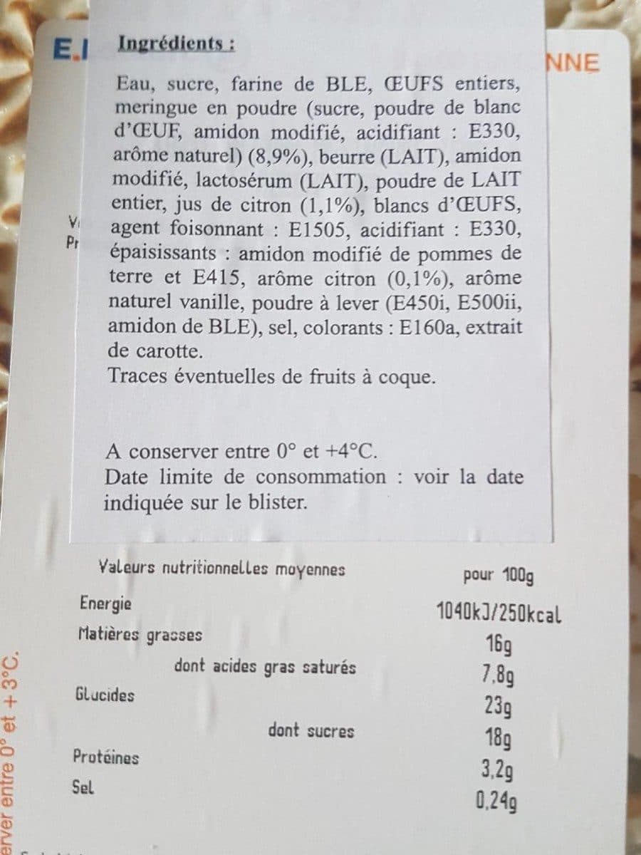 Open Food Facts Tarte au citron meringuée packshot