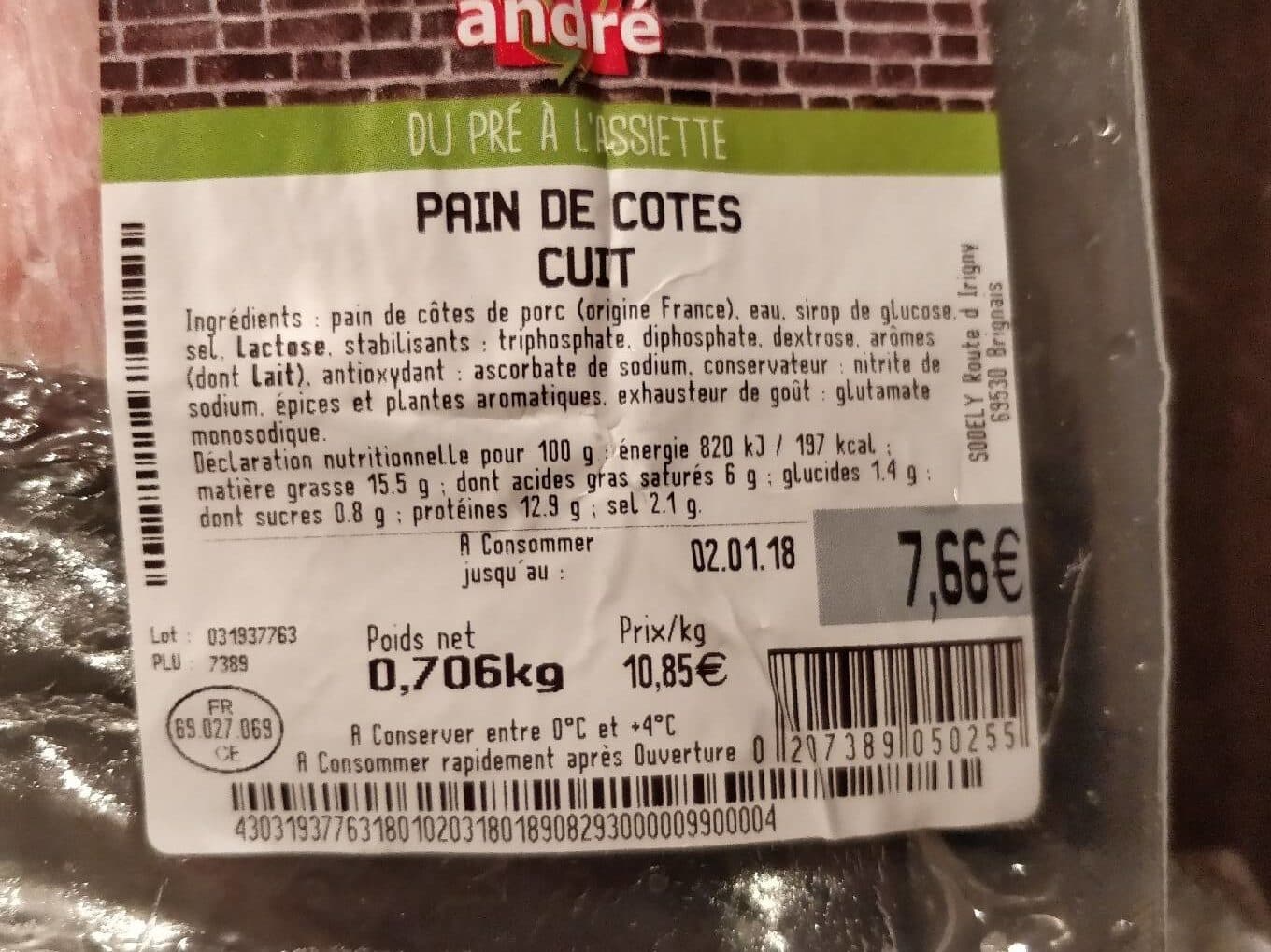 Boucheries André Pain de cotes cuit packshot