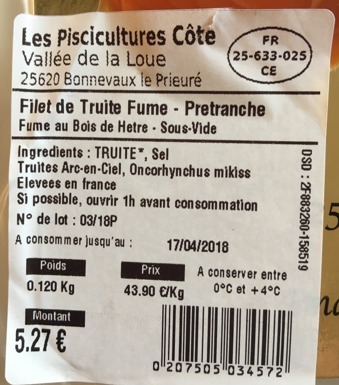 Open Food Facts Filet de truite fumé packshot