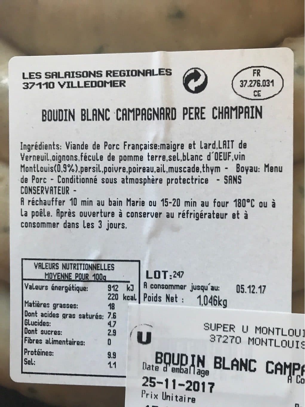 Le Père Champain Boudin blanc campagnard packshot