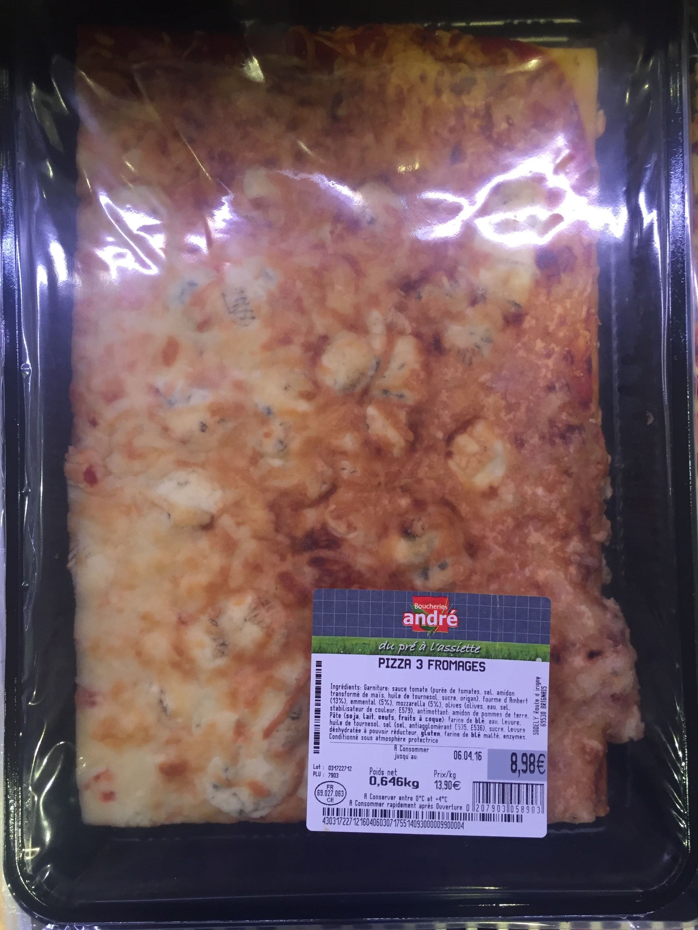 Boucheries André Pizza 3 fromages packshot