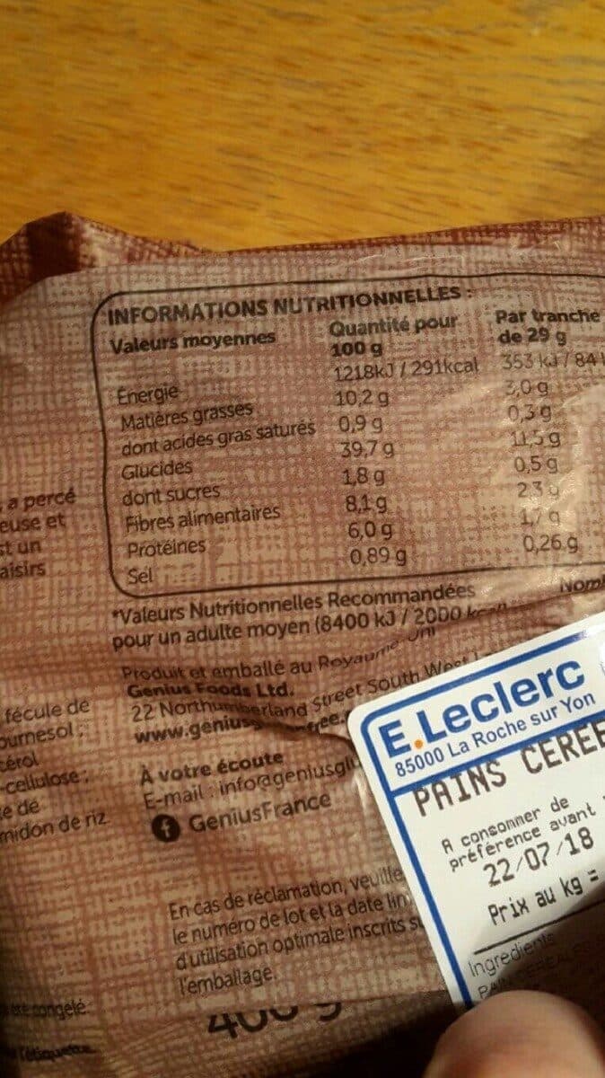 Open Food Facts Pain céréales sans gluten packshot