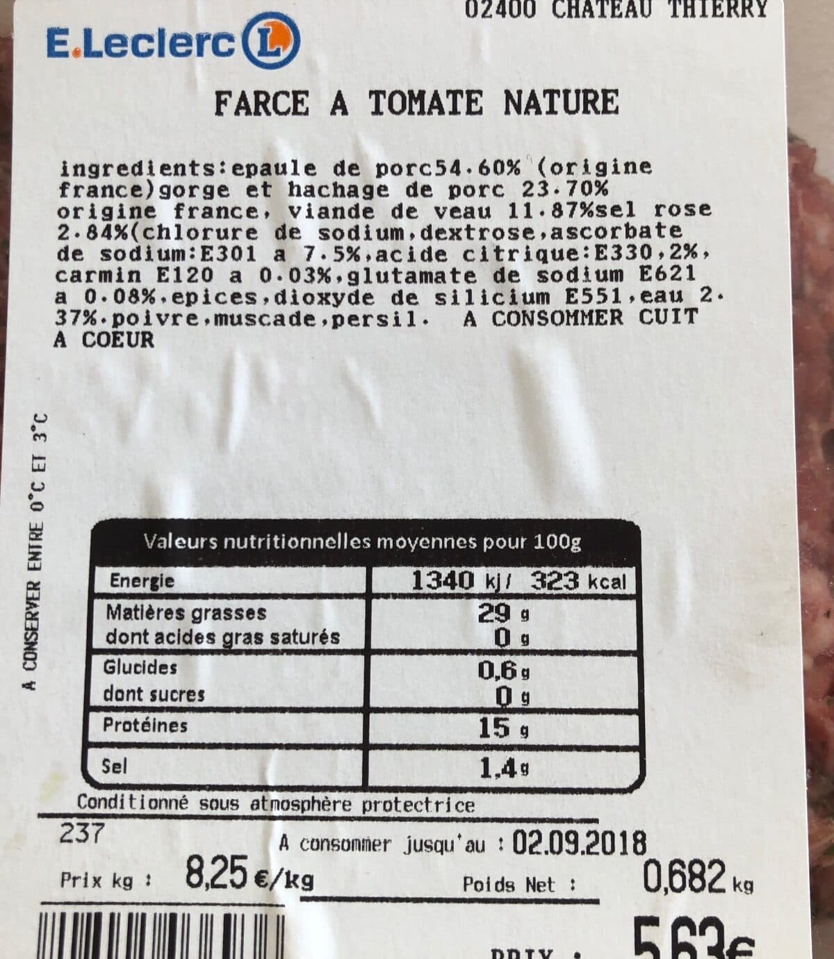 Open Food Facts Farce à tomate nature packshot