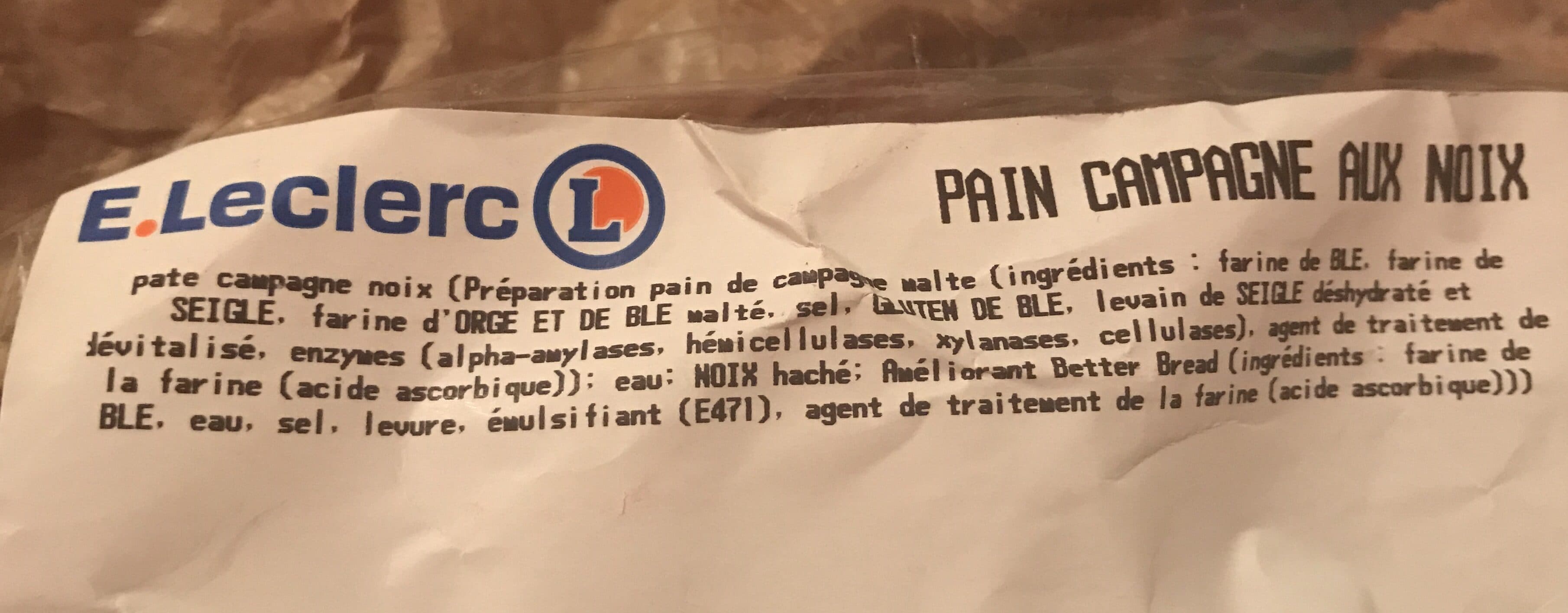 Leclerc Pain campagne aux noix packshot