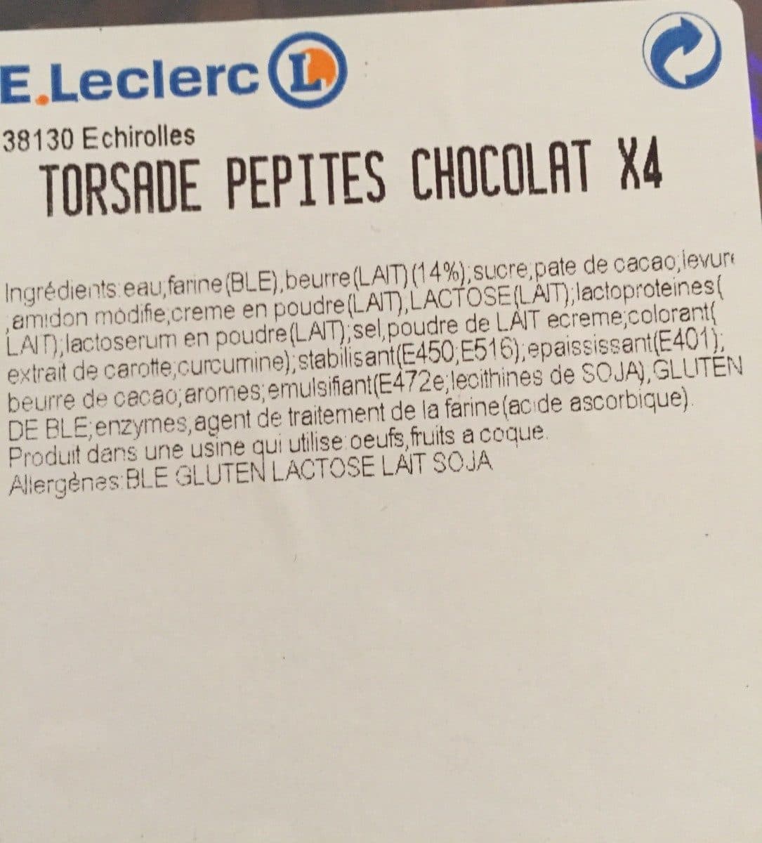 E.Leclerc Tordades pepites chocolat packshot