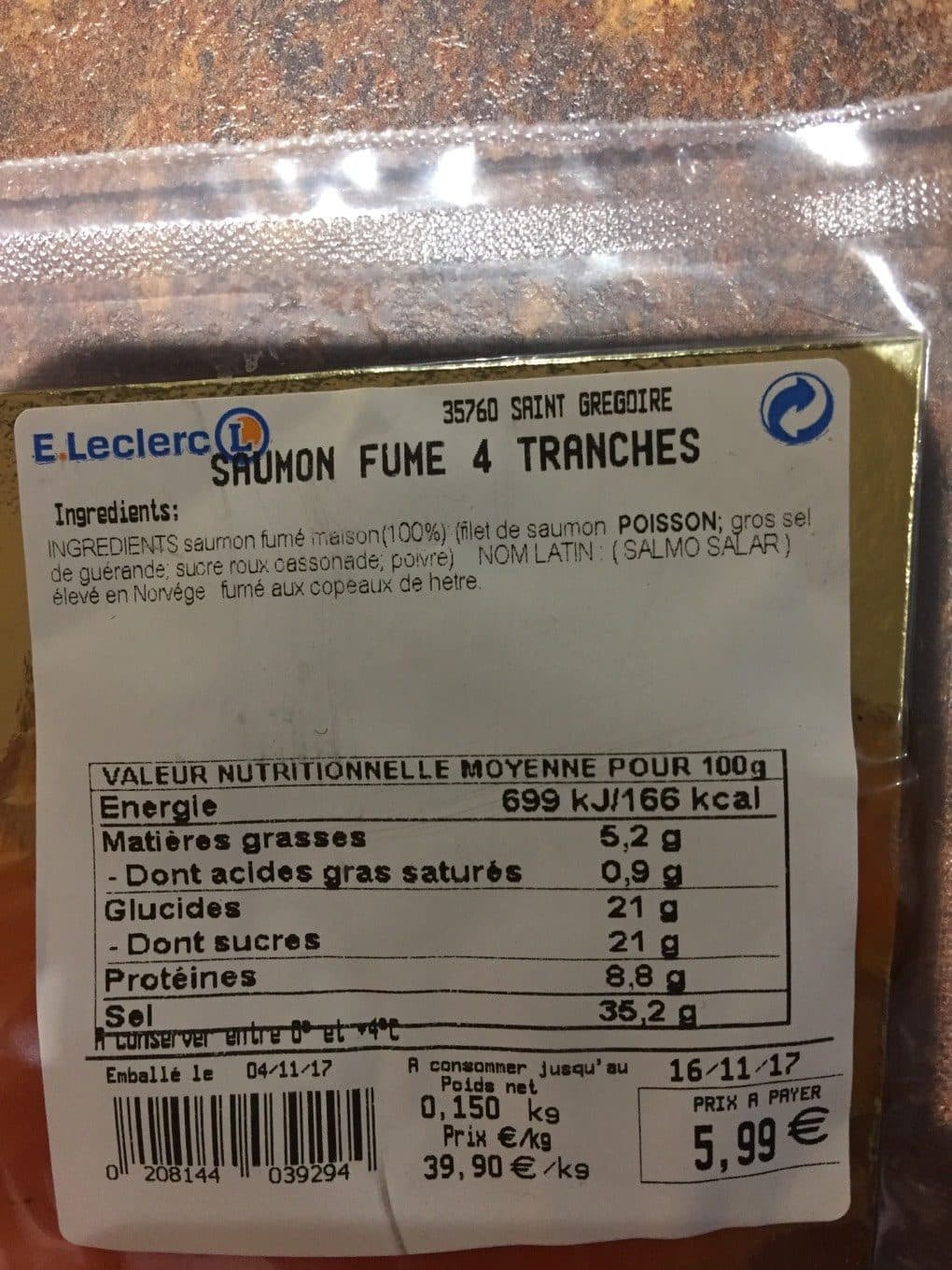 Leclerc Saumon fumé packshot