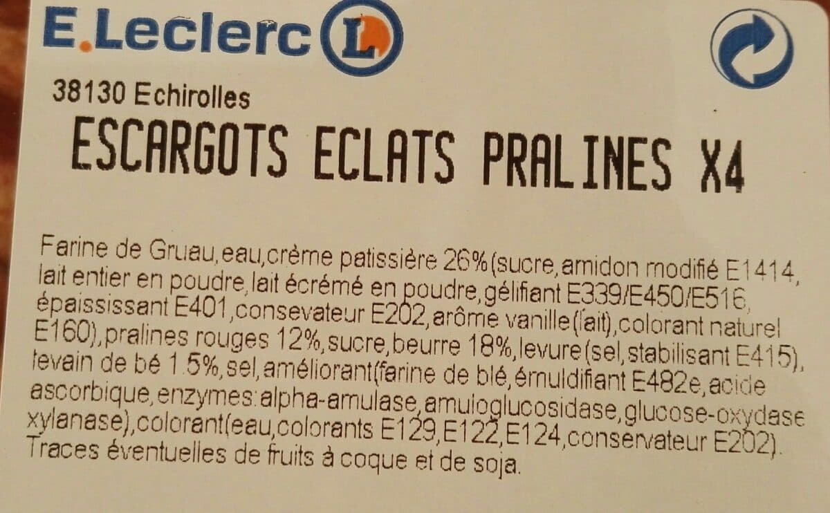 Open Food Facts Escargots eclats pralines packshot