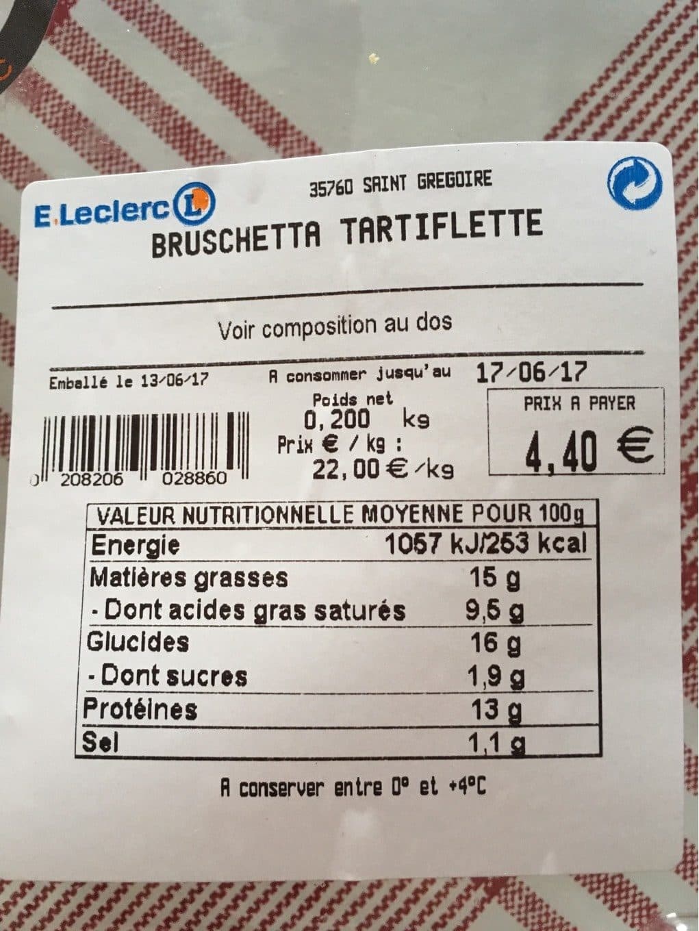 Leclerc Bruschetta tartiflette packshot