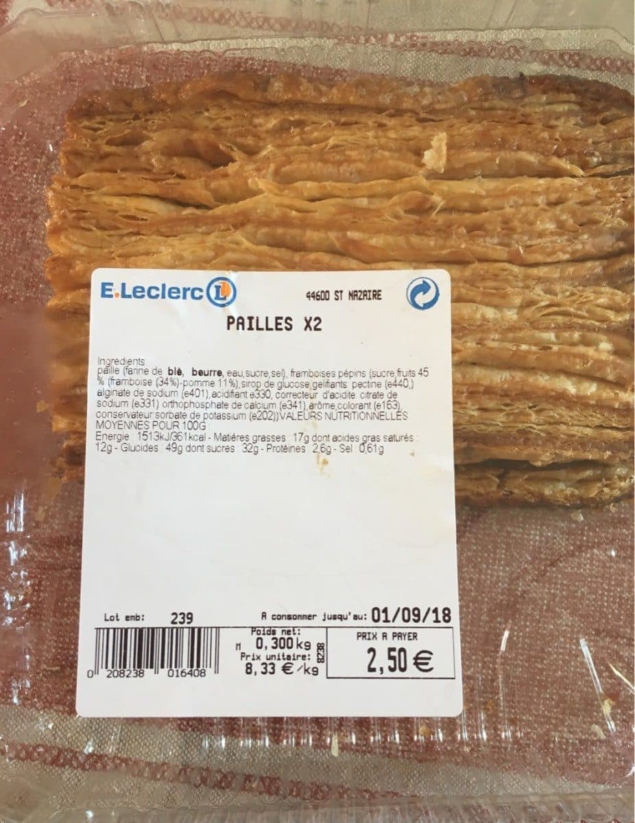 Open Food Facts Pailles a la framboise packshot